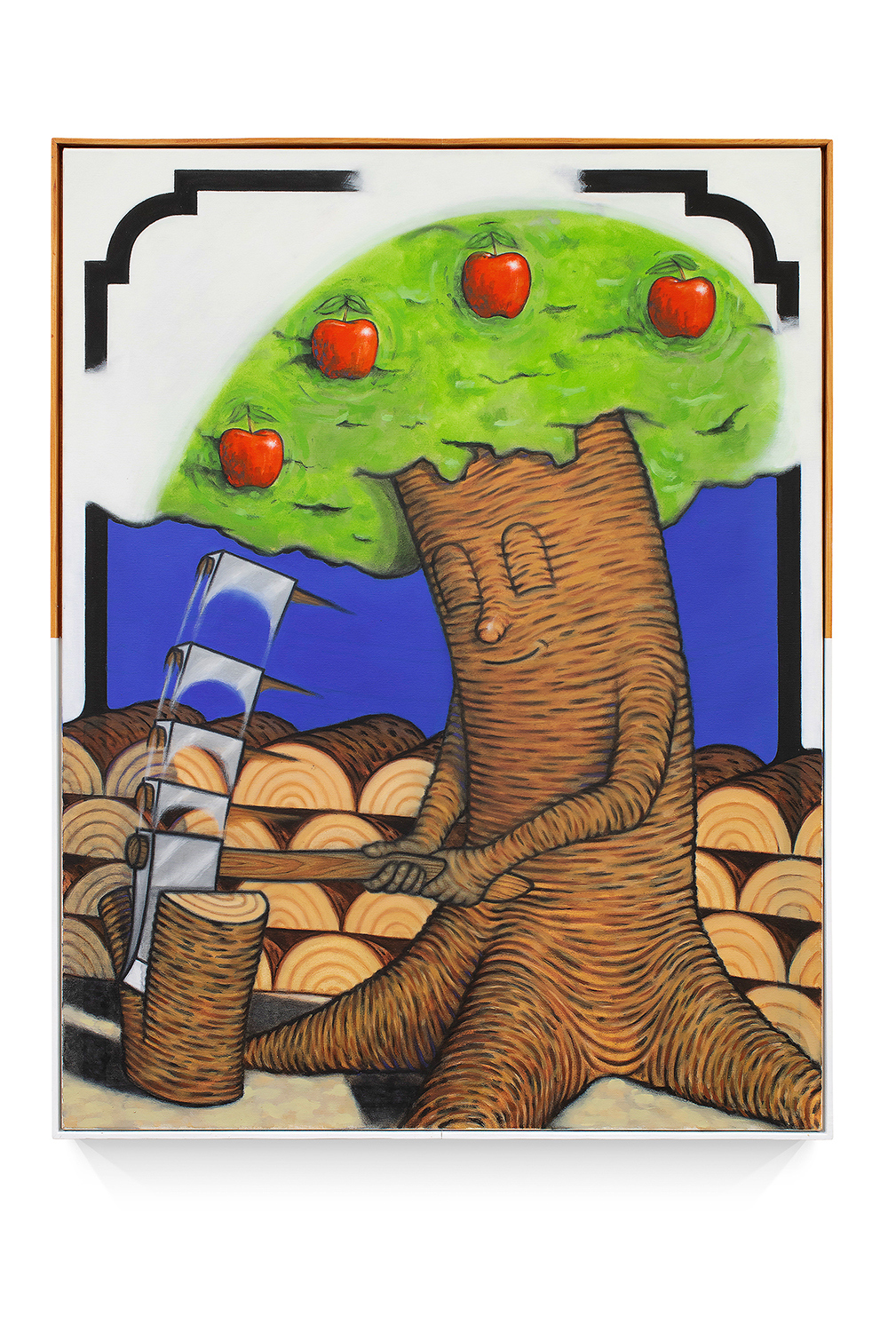 Thomas Jeppe, Nature of Submission (Axe), 2023, Oil on canvas, artist frame, 133 x 103 x 5 cm, Courtesy of the artist and Conradi, Hamburg