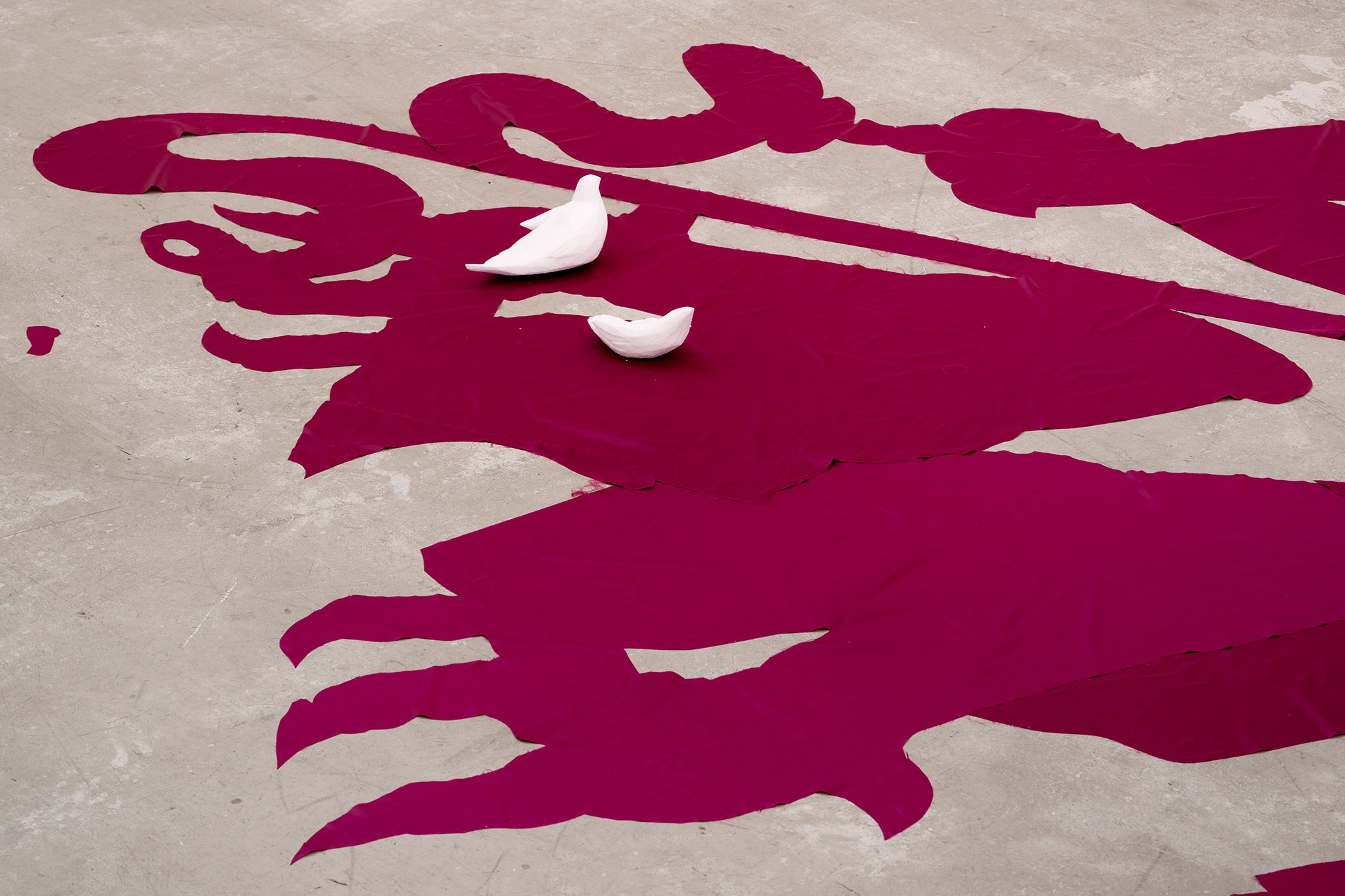 Nora Hansen, Subconscious, 2023, Nylon Taffeta, Printed Mesh, Silk stitching, Silk Organza, Plexiglass, Styrofoam, Metal