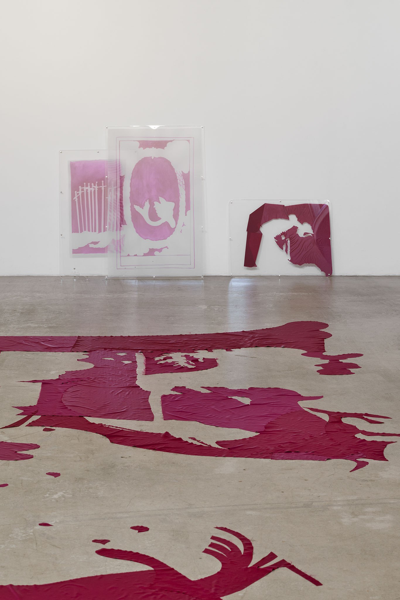 Nora Hansen, Subconscious, 2023, Nylon Taffeta, Printed Mesh, Silk stitching, Silk Organza, Plexiglass, Styrofoam, Metal