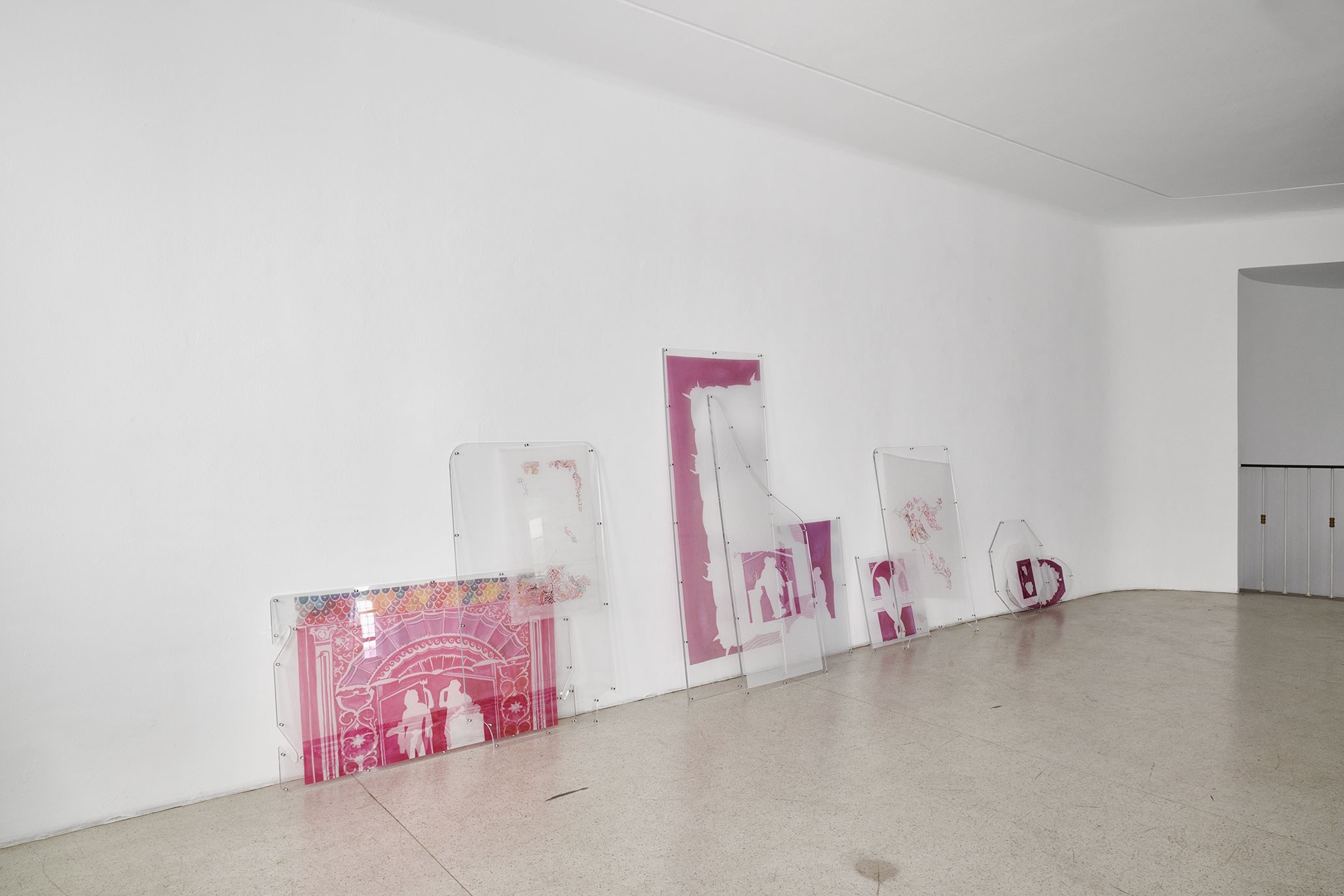 Nora Hansen, Subconscious, 2023, Nylon Taffeta, Printed Mesh, Silk stitching, Silk Organza, Plexiglass, Styrofoam, Metal