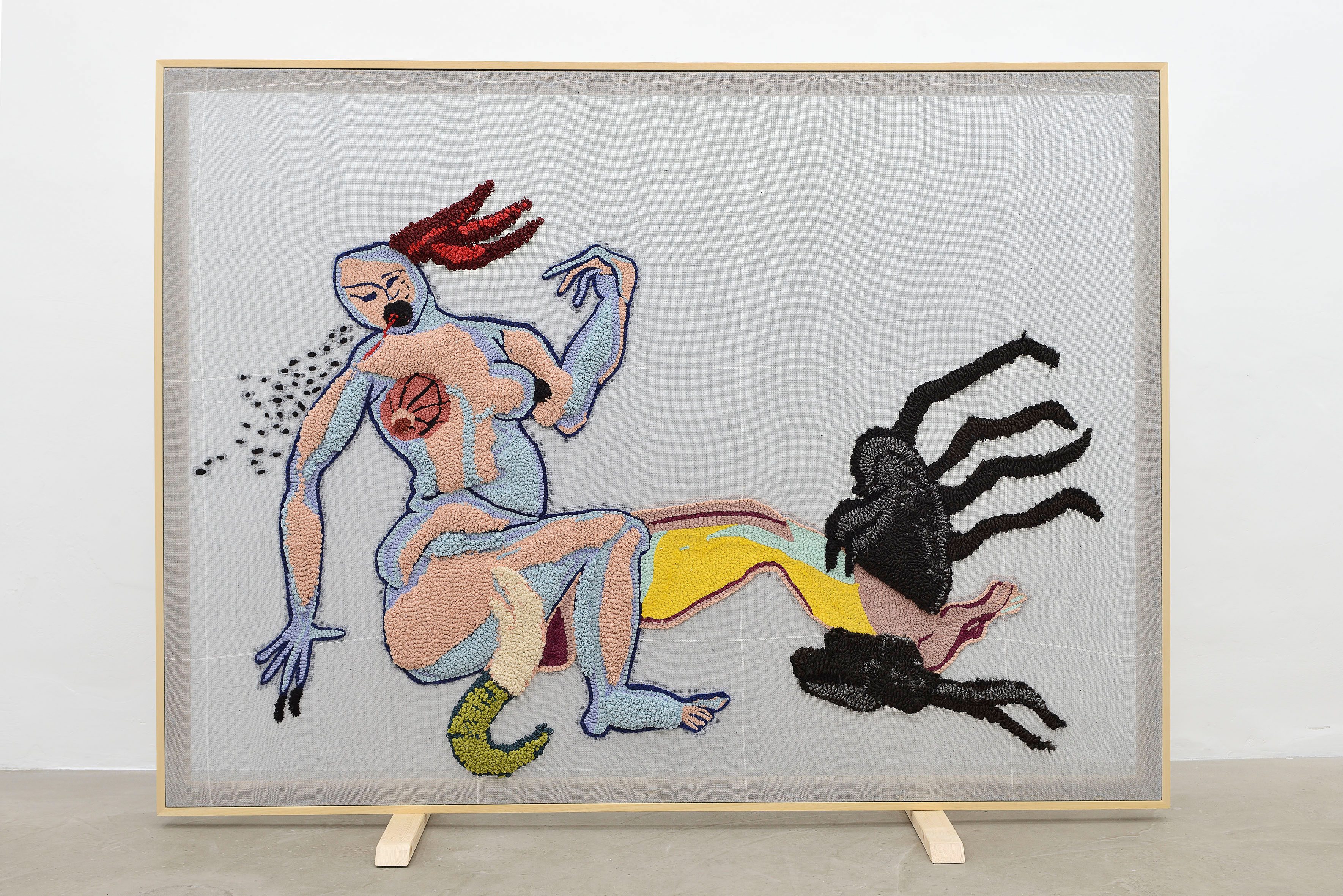 Anna Perach, The Hysteric, 2023, tufted Axminster yarn & pine wood, 140 x 190 x 6 cm