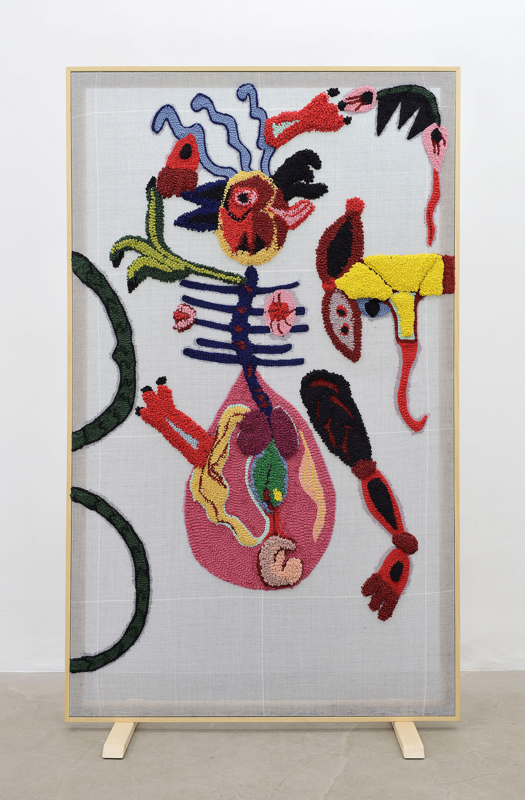 Anna Perach, Dismembered Venus, 2023 tufted Axminster yarn & pine wood, 200 x 120 x 6 cm