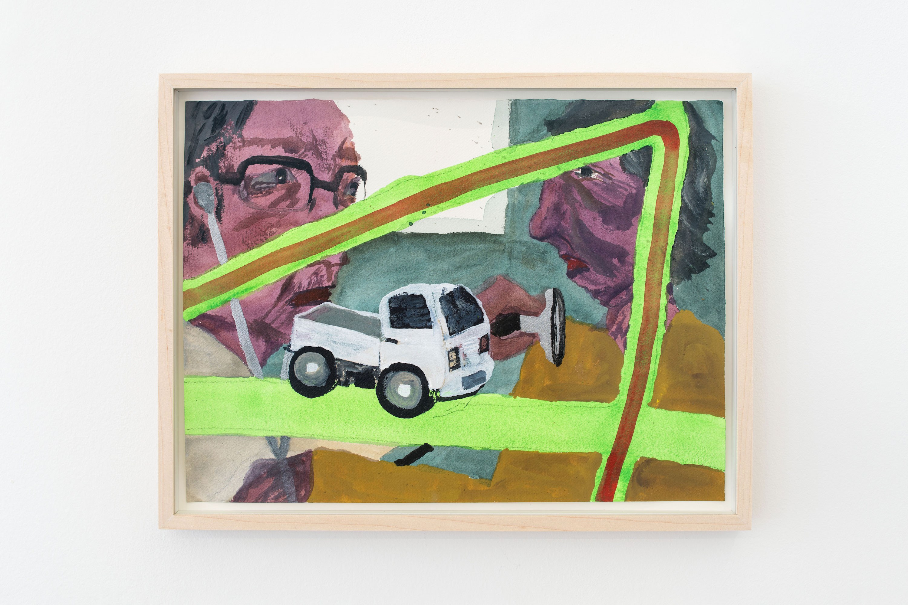 Home visitation, 2023 Acrylic on paper 28 × 38 cm. Courtesy of the artist and Crèvecœur, Paris. Photo: Martin Argyroglo