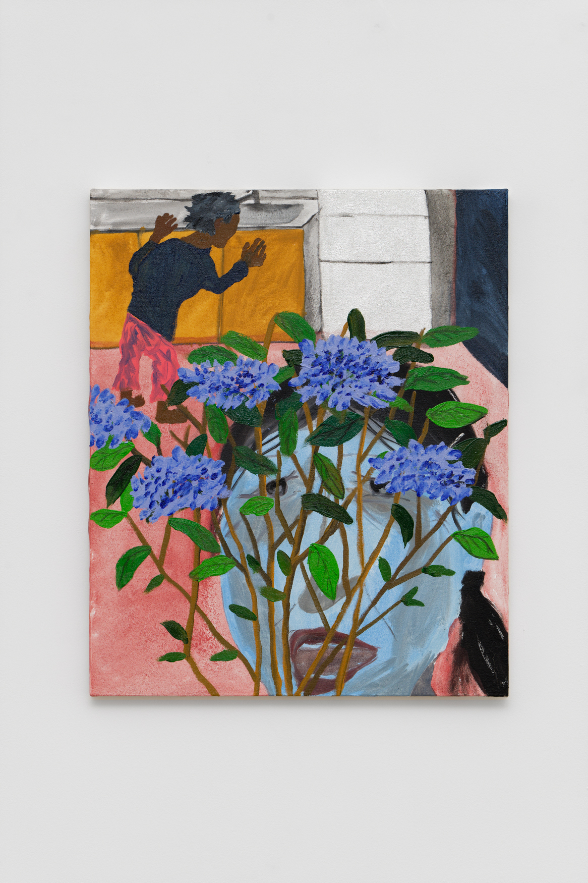 I’m afraid of hydrangeas, 2023, Oil on canvas, 60,6 × 50 cm Courtesy of the artist and Crèvecœur, Paris. Photo: Aurélien Mole