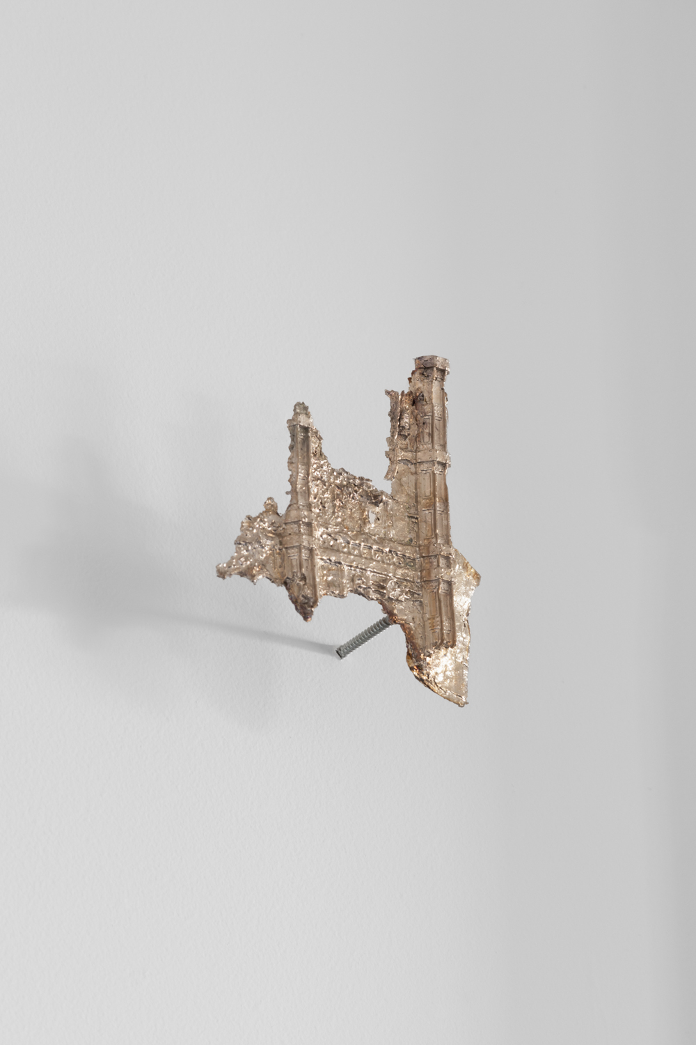 Dante Guthrie, detail of Bergmeister (2023), Cast Bismuth, 16 x 11 x 1 inches