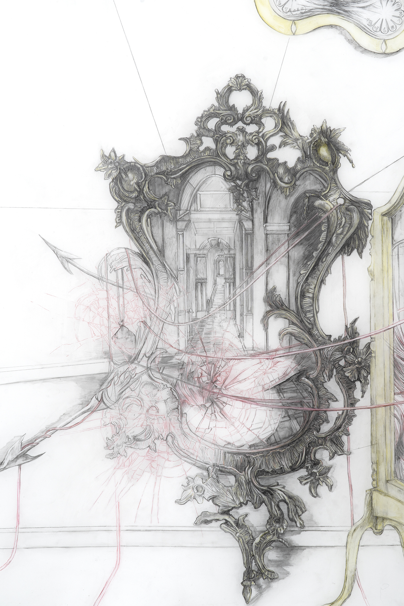 Hallways (detail), Faina Brodsky, 2022. Pencil and ink on mylar
