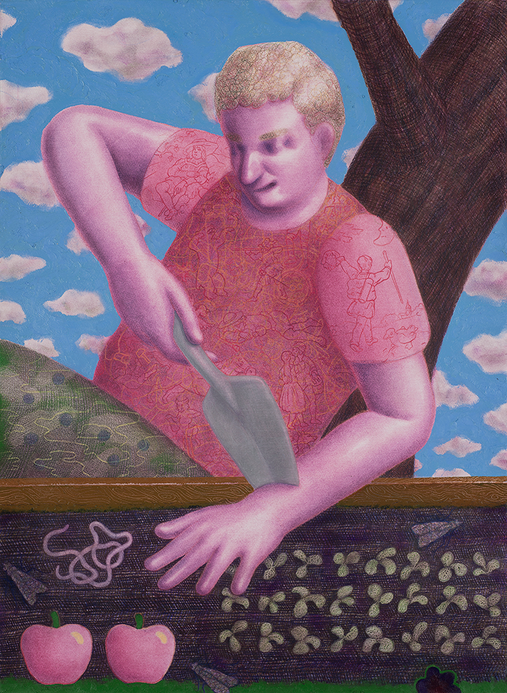 Hochbeet, 76 cm x 56 cm, pencil, pigment and oilstick on paper, 2023