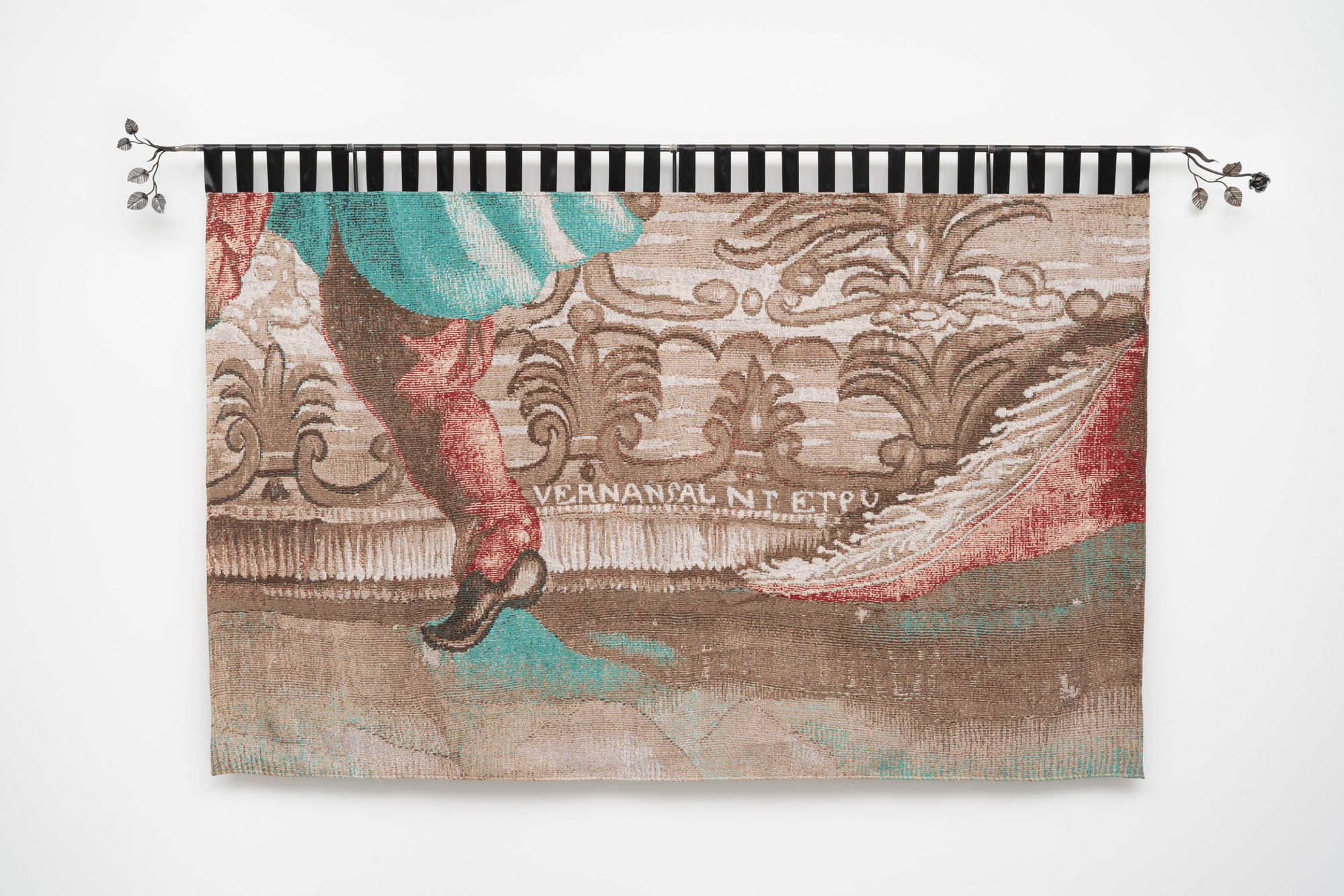 Zuzanna Czebatul, A Trillion Threads Still Weaving (Red Sock), 2023, cotton, polyester, steel, 210 x 330 x 10 cm, unique