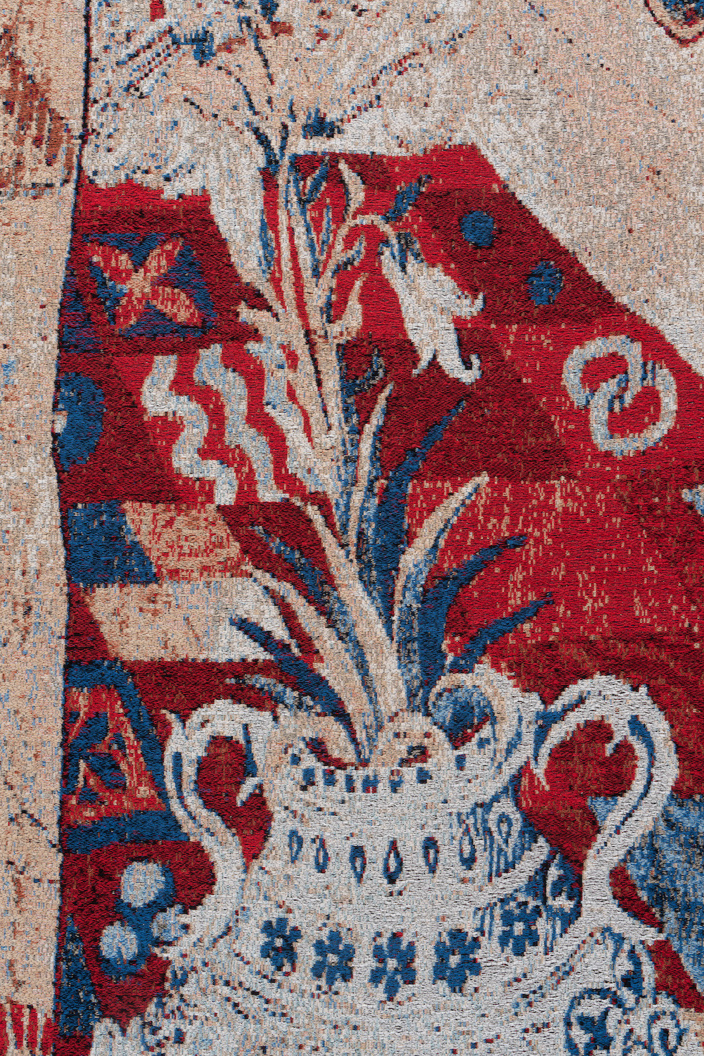 Zuzanna Czebatul, A Trillion Threads Still Weaving (Blue Veil) (details), 2023, cotton, polyester, steel, 220 x 165 x 10 cm, unique 