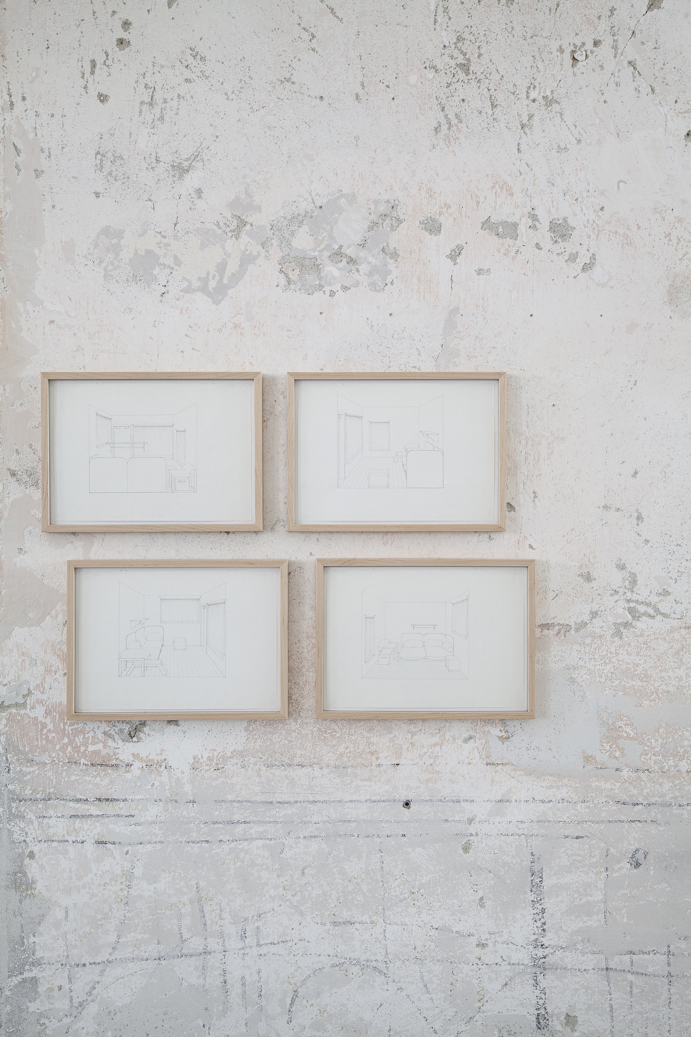 Annett Stolarski, untitled (interior), pencil on paper, each 21 x 29,7 cm, 1998
