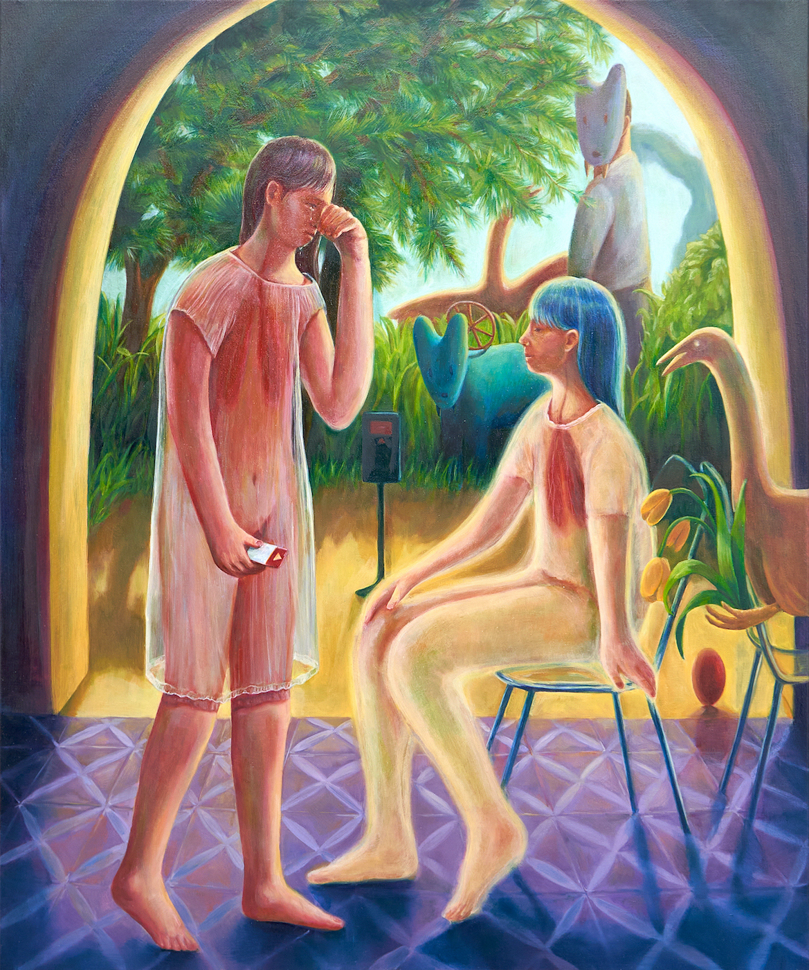 Hannah Jeong, It’s Not A Bye I Will Be Watching here, 2023,  120 x 100 cm