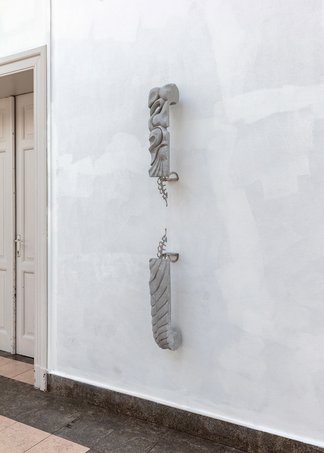 Muters w, 2023, acrylic plaster, fiberglass, stainless steel