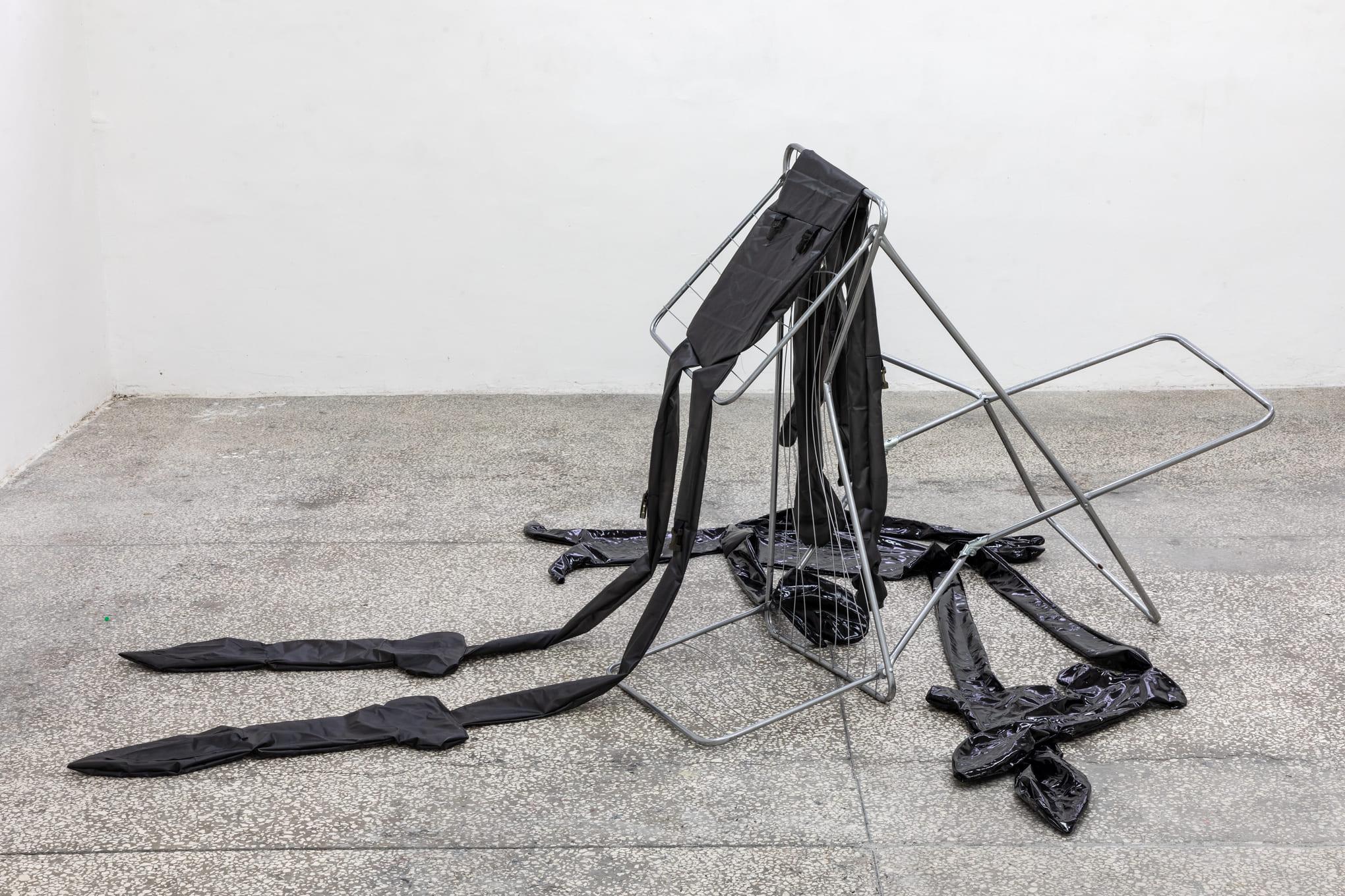 Thomas Liu Le Lann, S.T., 2023, vinyl, pvc, drying rack, variable dimensions, Photos Danilo Donzelli