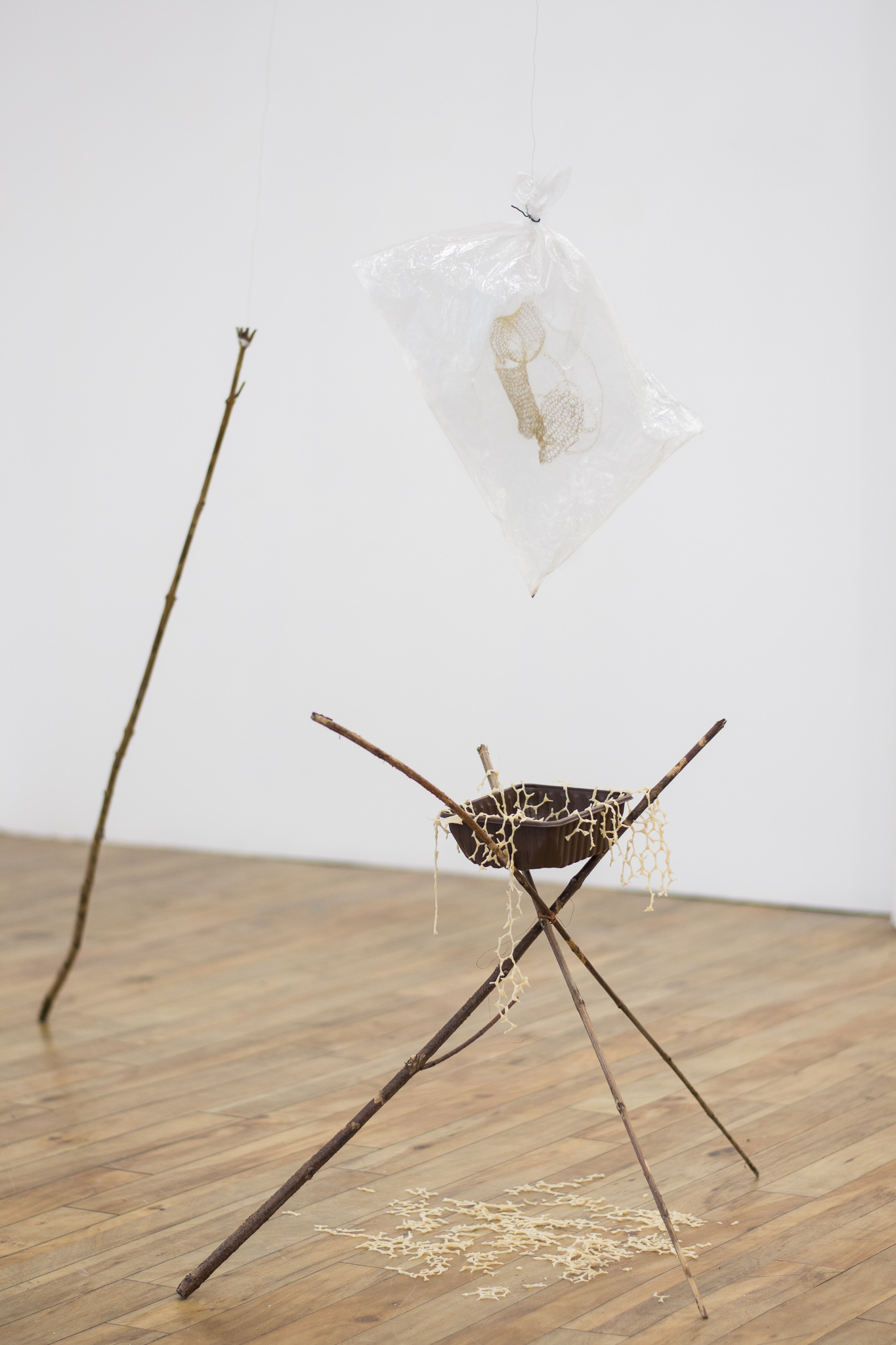 Title: 'Bagged Crochet', installation view