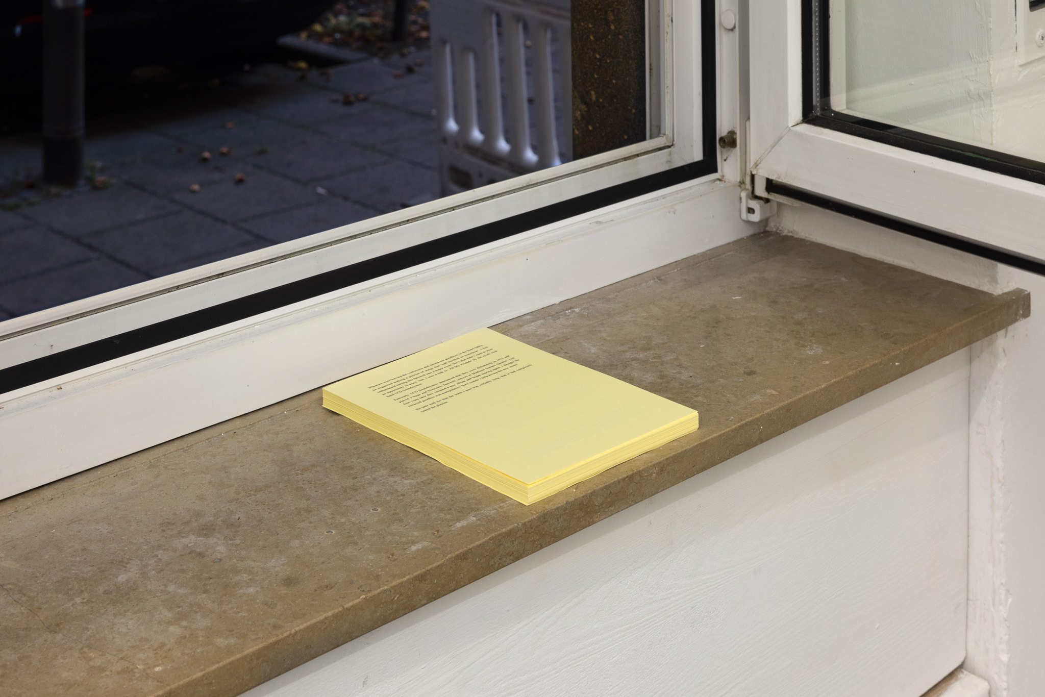 Installation view, text