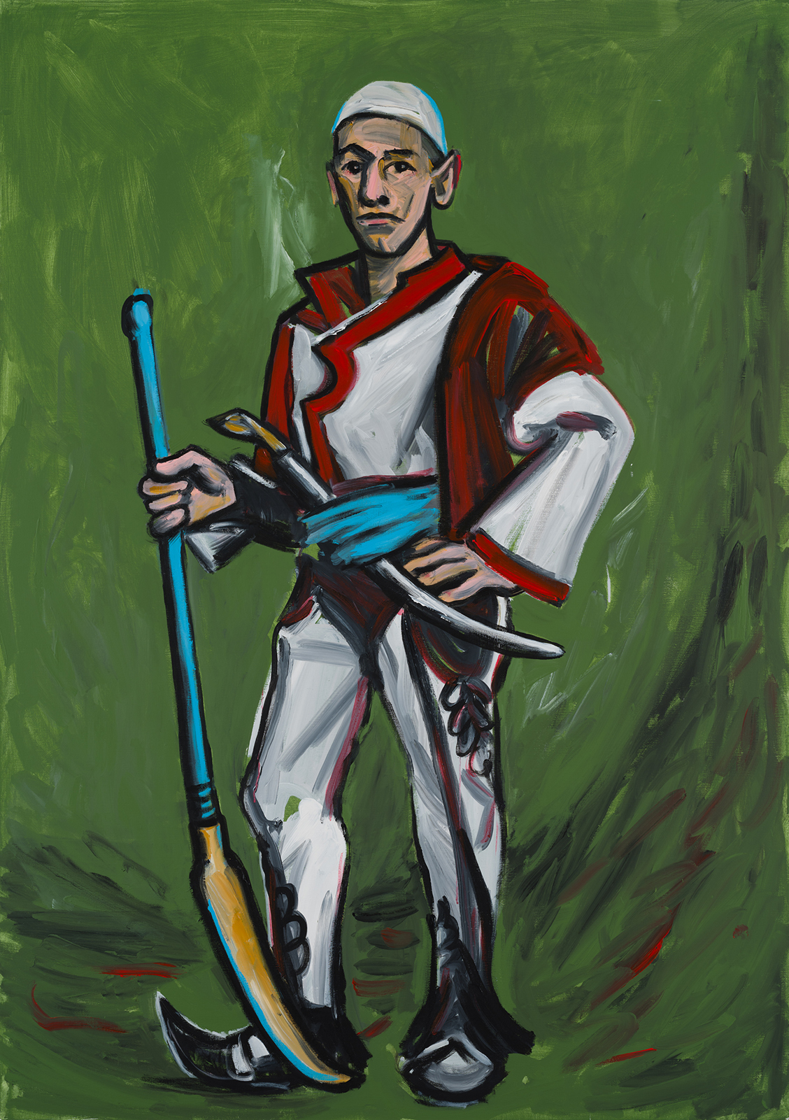 Karol Radziszewski, Franz Nopcsa in Shqiptar warrior costume, 2023, acrylic on canvas, 170 x 120 cm