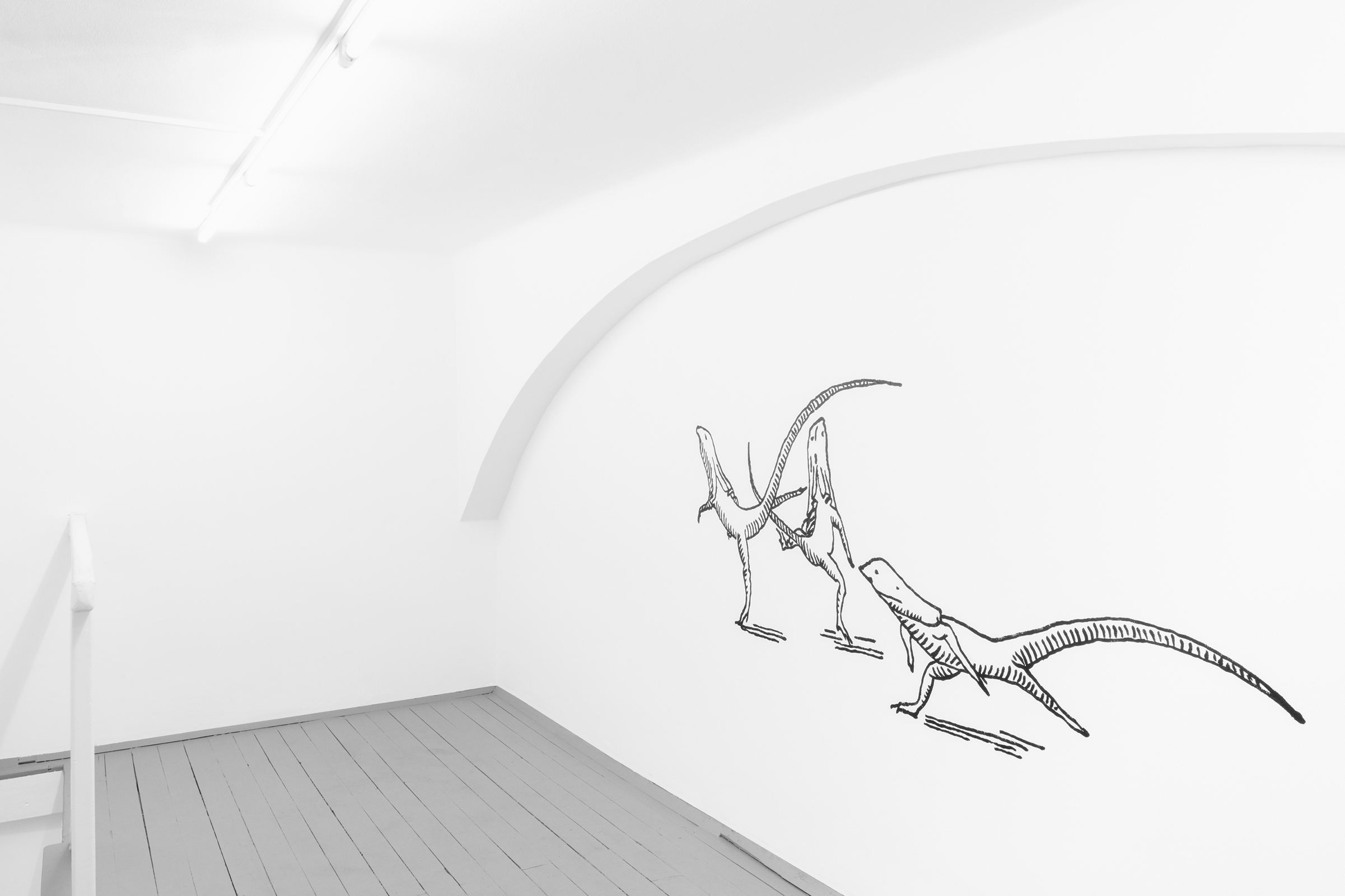 Karol Radziszewski, Franz Nopcsaâ€™s sketches of dinosaurs, acrylic on wall