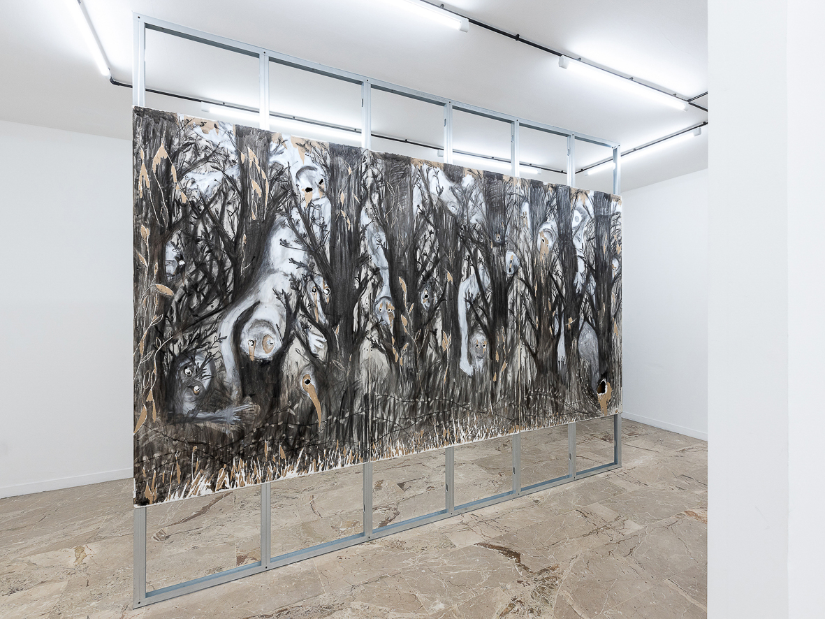 “Gli alberi muoiono in piedi” (The trees die standing). Exhibition view, 2023