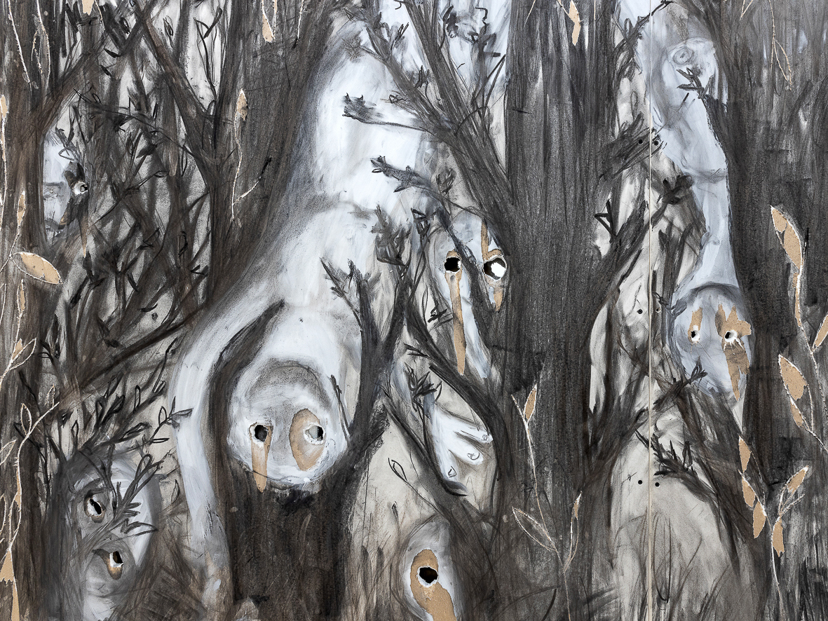 “Gli alberi muoiono in piedi” (The trees die standing). Detail, 2023
