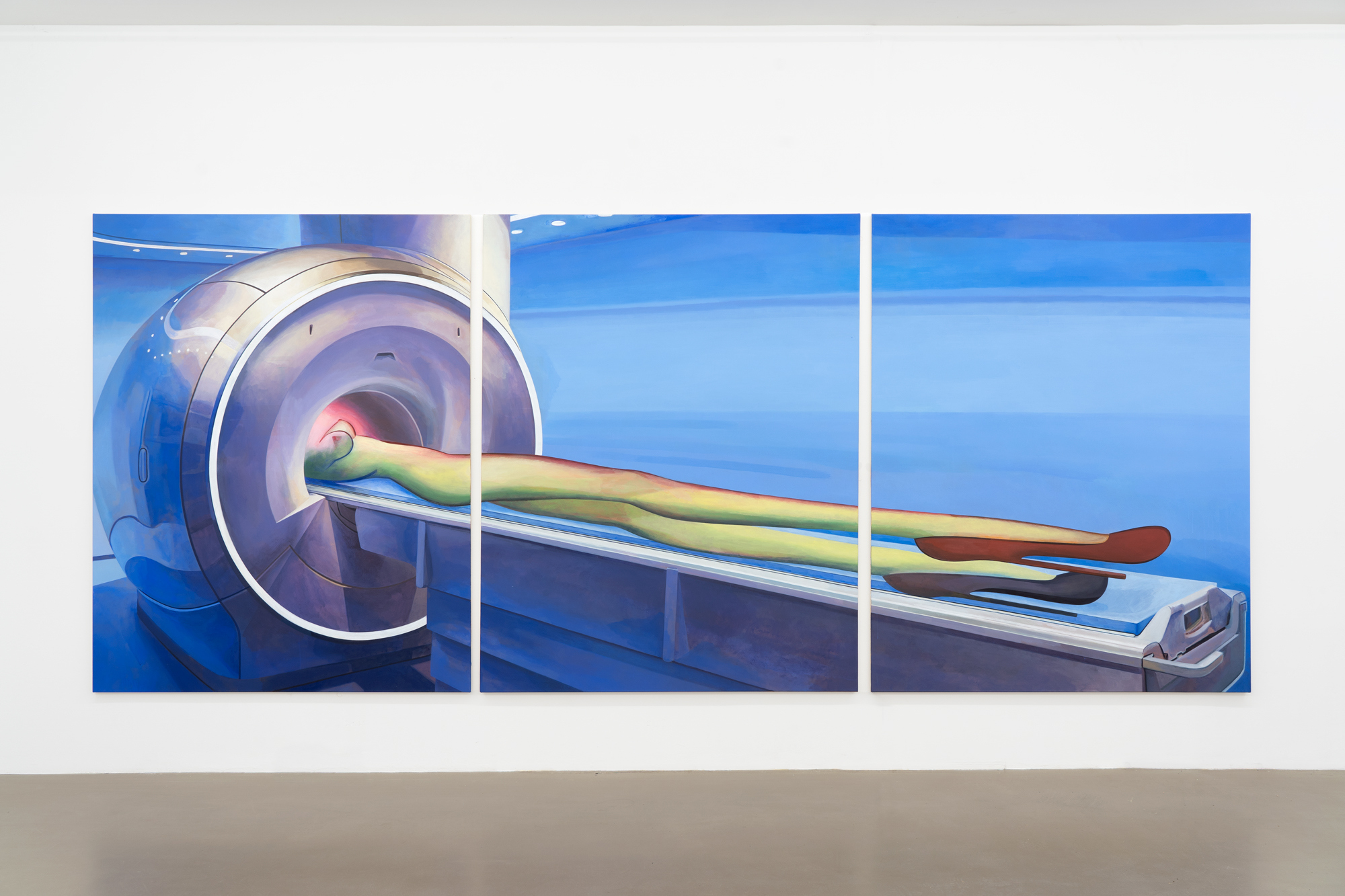 Lin Olschowka, âSelbstbildnisâ, 2023, acrylic on canvas, 200 x 450 cm