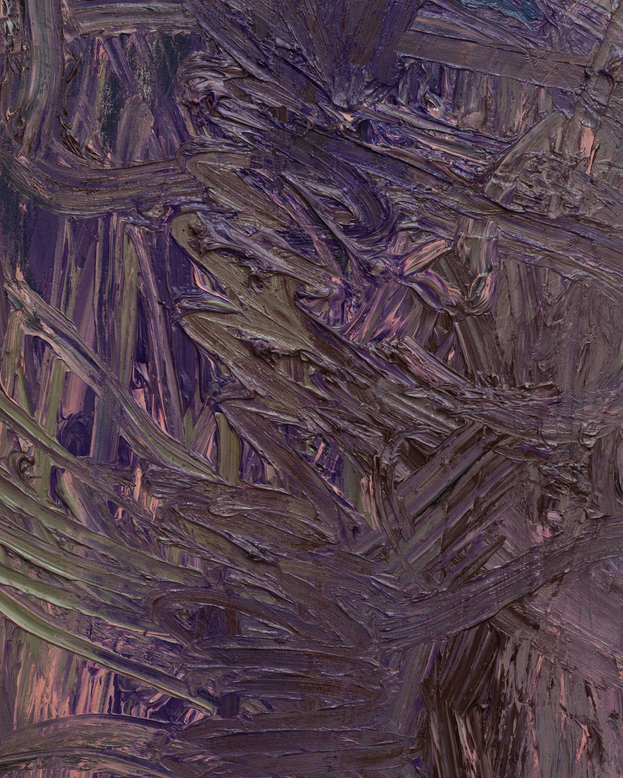 Summit, oil paint, spray paint, oil stick, hot pink pigment and glitter on canvas, 260 x 200cm, 2023