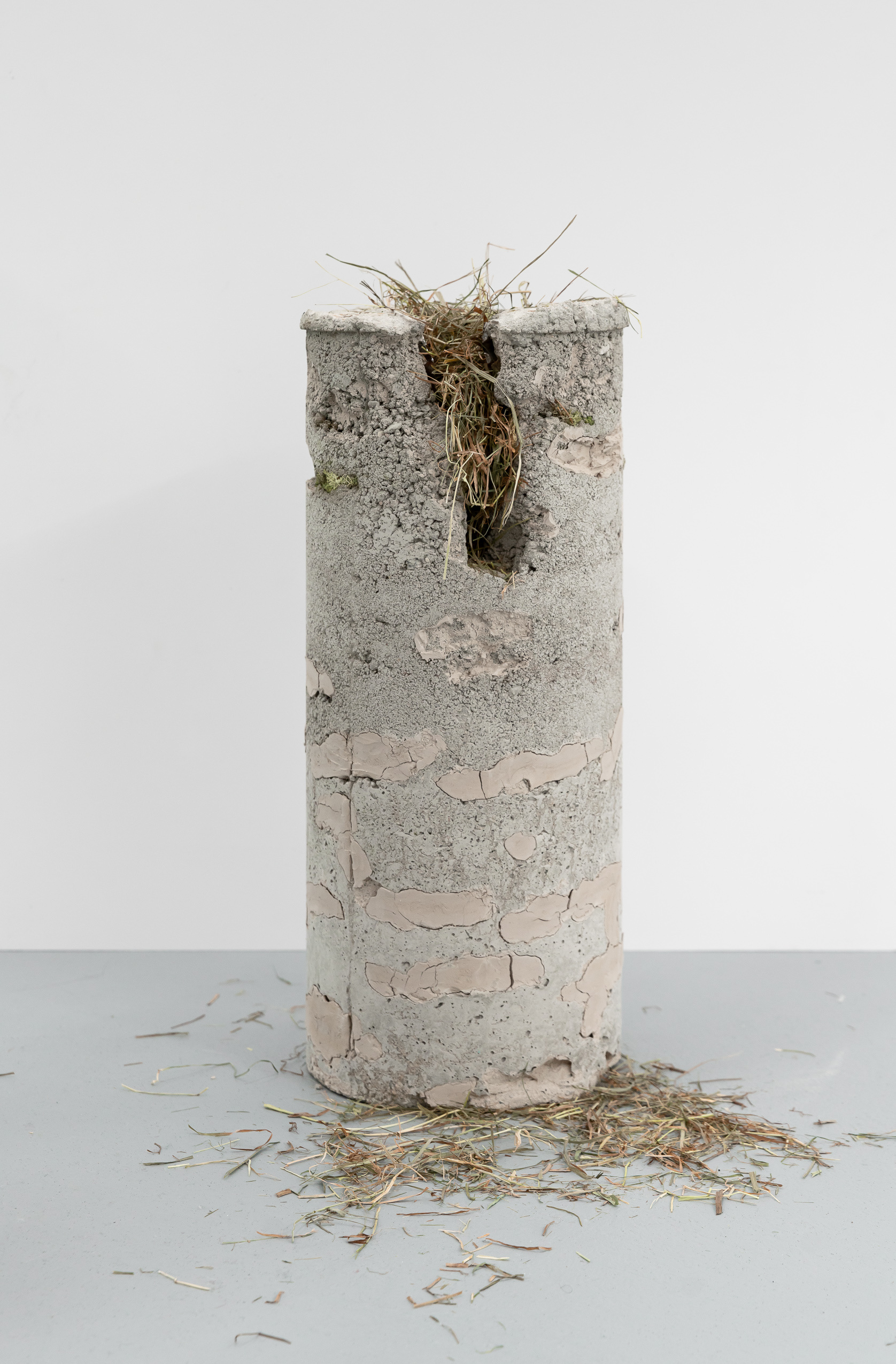 Core (Hay) 01, 2023, concrete, steel, hay, 49x20x20 cm