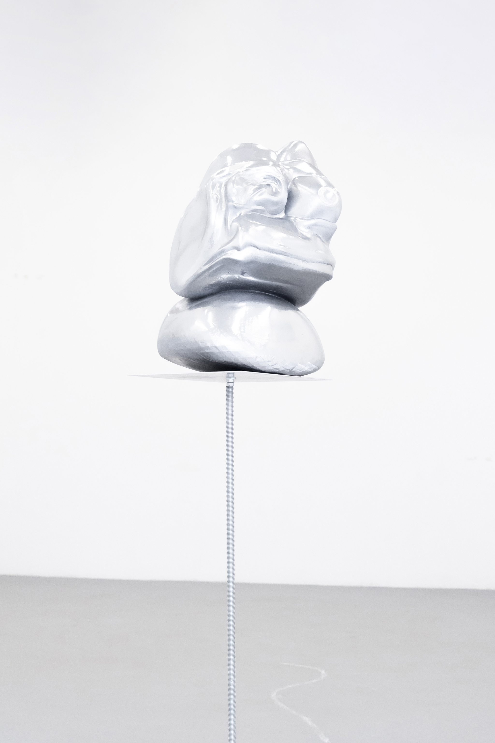 Pepe.obj, object: 3D print, chrome paint, 35x24x28 cm, 2023.
