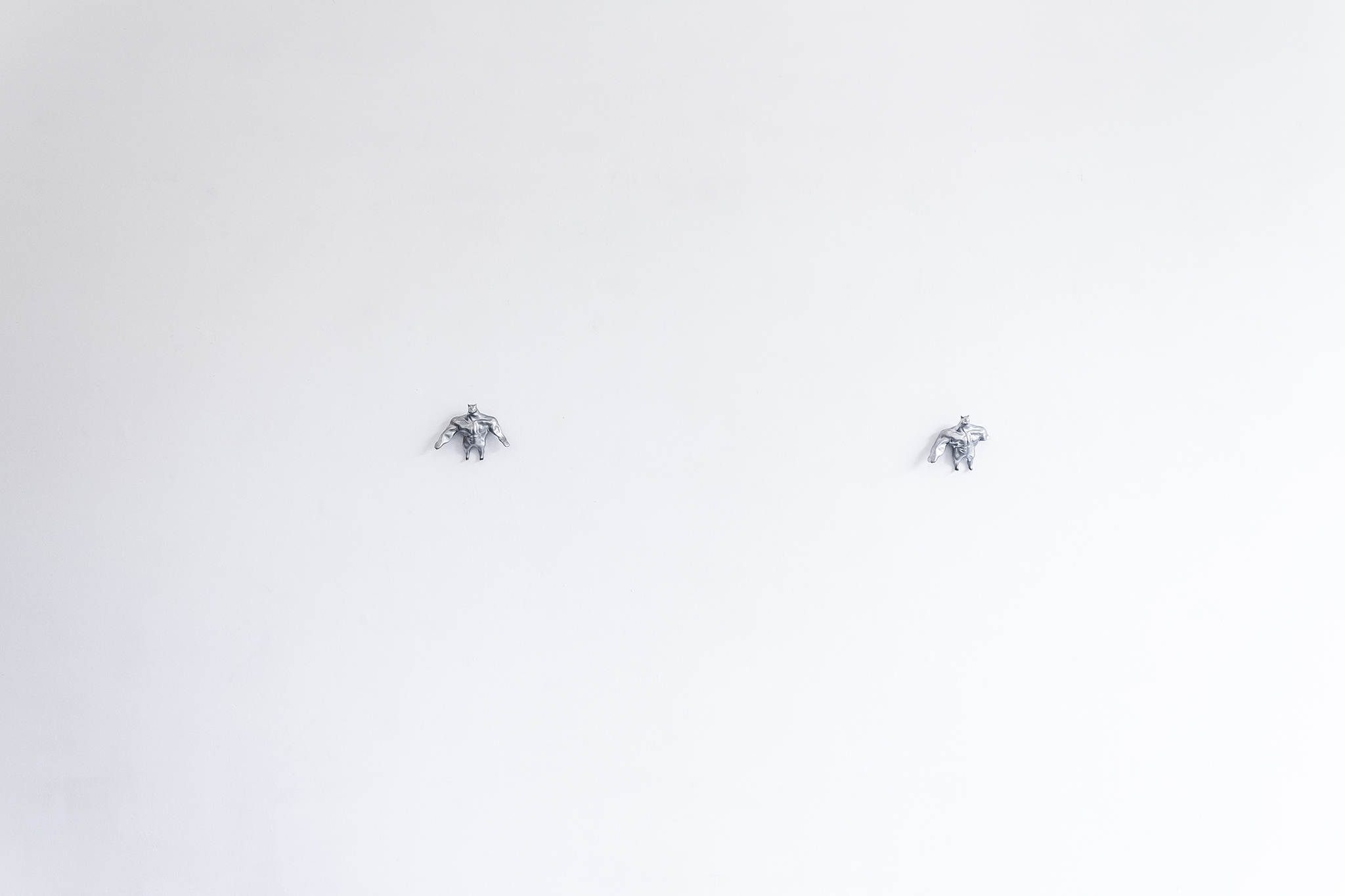 There Are Two Doges Inside of You, objects: 3D prints, chrome paint, 10x13x4 cm each, 2023.