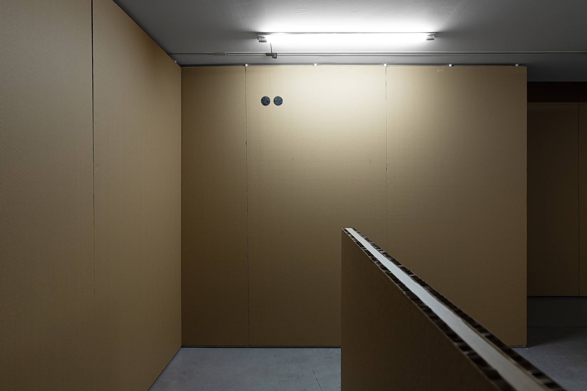 Ian Waelder. From G to C (Nose â Umlaut), 2023. Oil stick on wall.