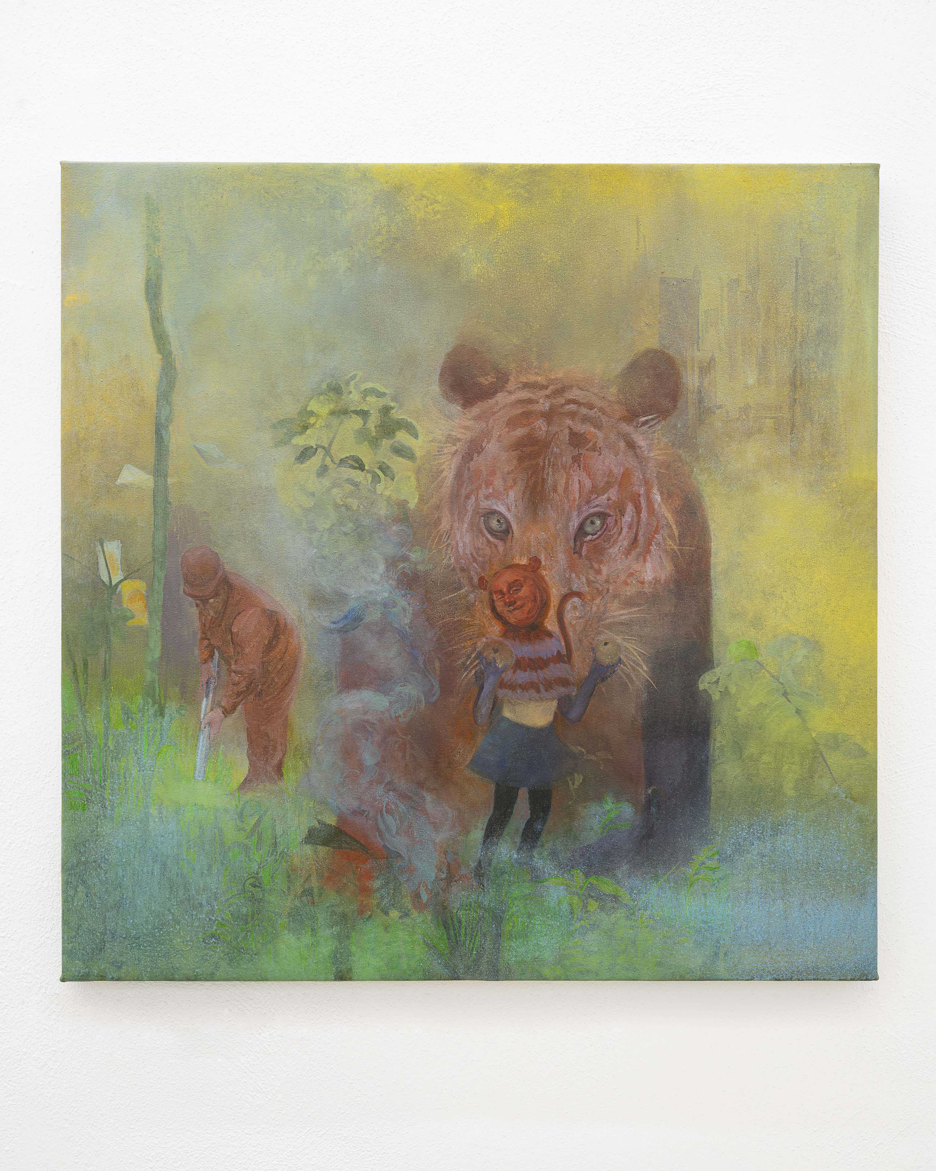 Justine Neuberger a tigerâs leap into the past, 2023 Oil on canvas 86x86 cm | 33x33 in