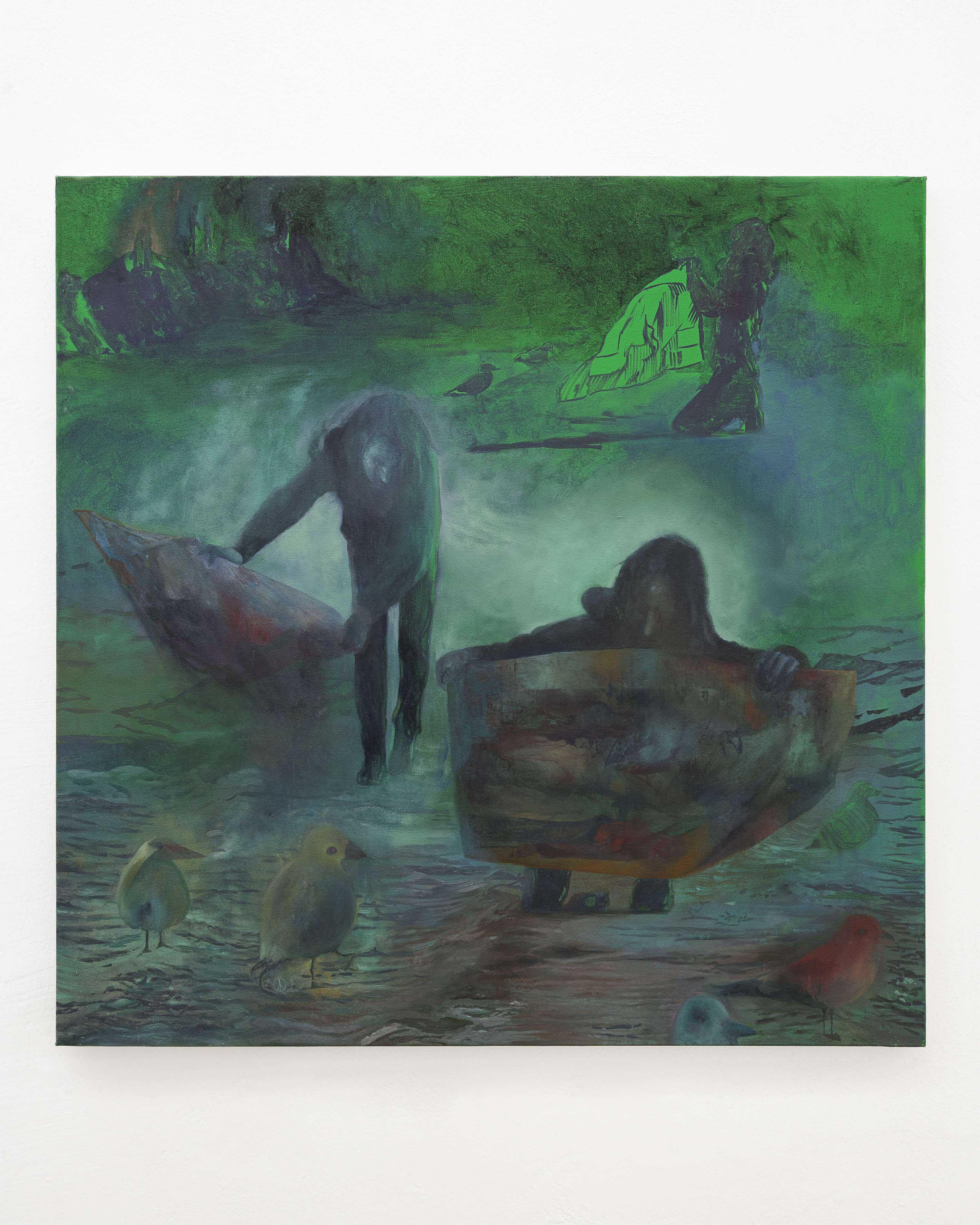 Justine Neuberger Cartographers, 2023 Oil on canvas 117x117 cm | 46x46 in