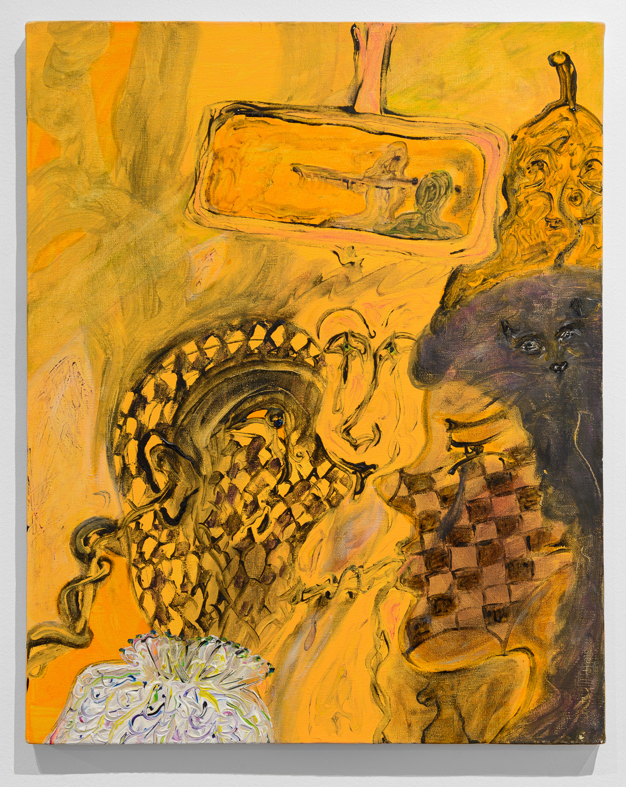 Victoria Palacios, Ca ressemble à un mauvais présage mais un tendre avenir, Acrylic and gouache on canvas, 21 5/8 x 15 3/4 inches, 2021 - Courtesy of the artist and Galerie Derouillon, Paris © Grégory Copitet