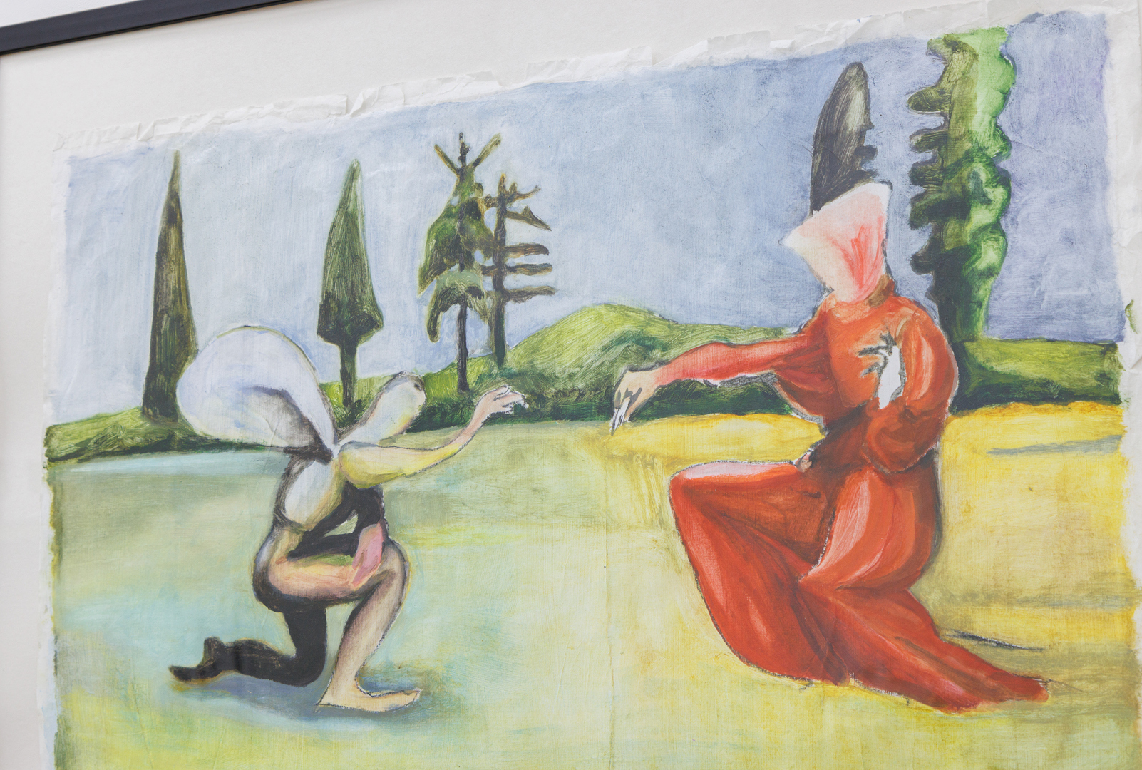 Katya Zilina, Annunziata, 2023, Oil and charcoal pencil on rice paper, 50 x 74 cm, Details
