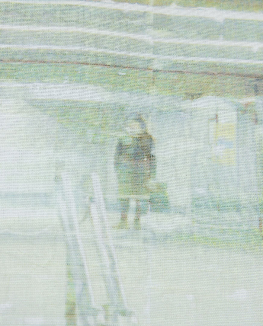 Sasha Kupriyanov, Say my name, 2023, Photo transfer on fabric, 36 x 46 cm, Details