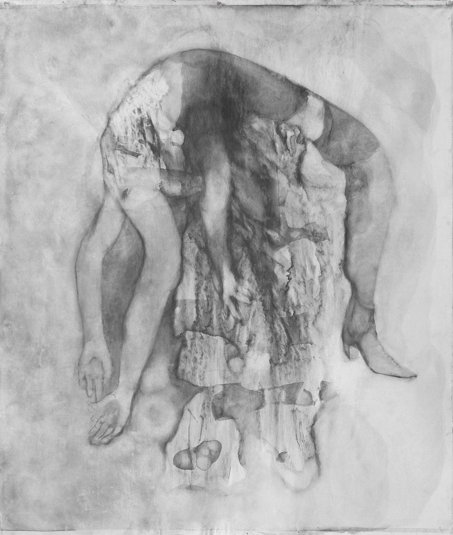 Maya Bloch, "Reverse", 2020, graphite on canvas, 145x123cm, photo by Lena Gomon