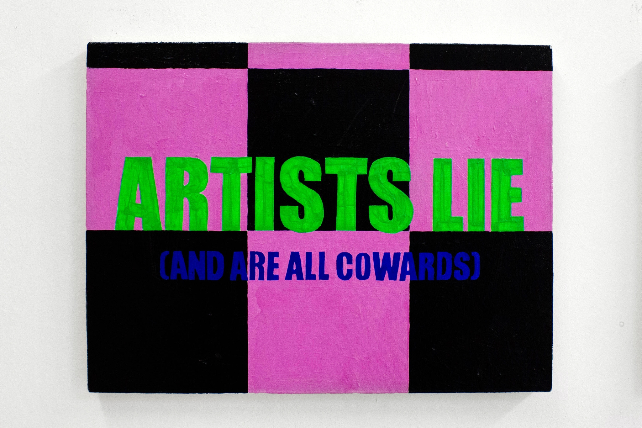 Bora Akinciturk, Artists Lie, 2023, acrylic and acrylic gel on canvas, 40 x 30 cm