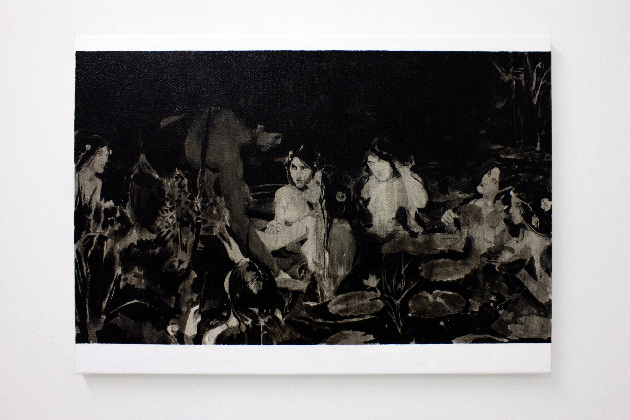 Arthur Golyakov, Hylas and the Nymphs, 2023, acrylic and acrylic gel on canvas, 70 x 50 cm