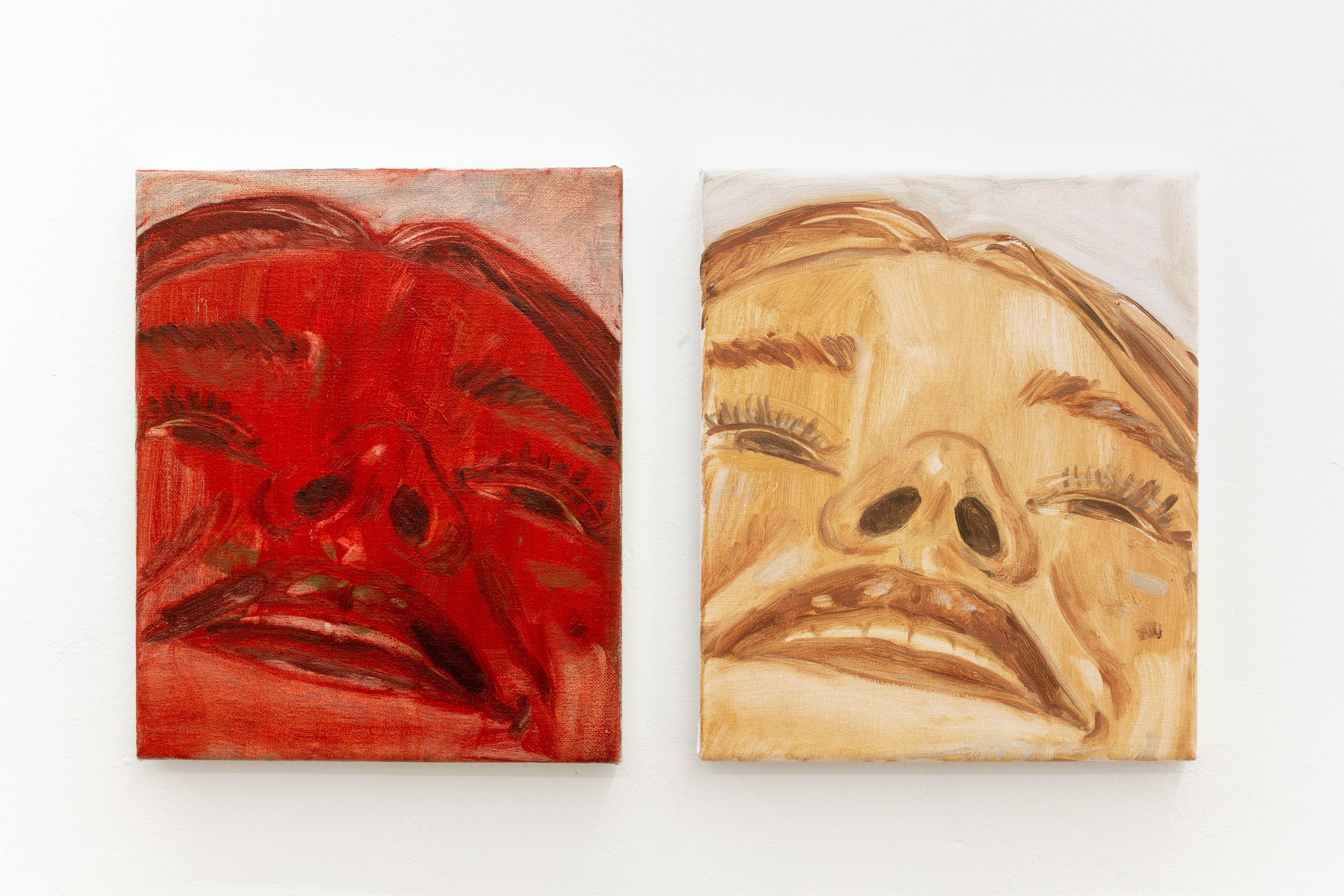 Vampire and Pumpkin facial. Oil on canvas, 30 x 25 cm each, 2023