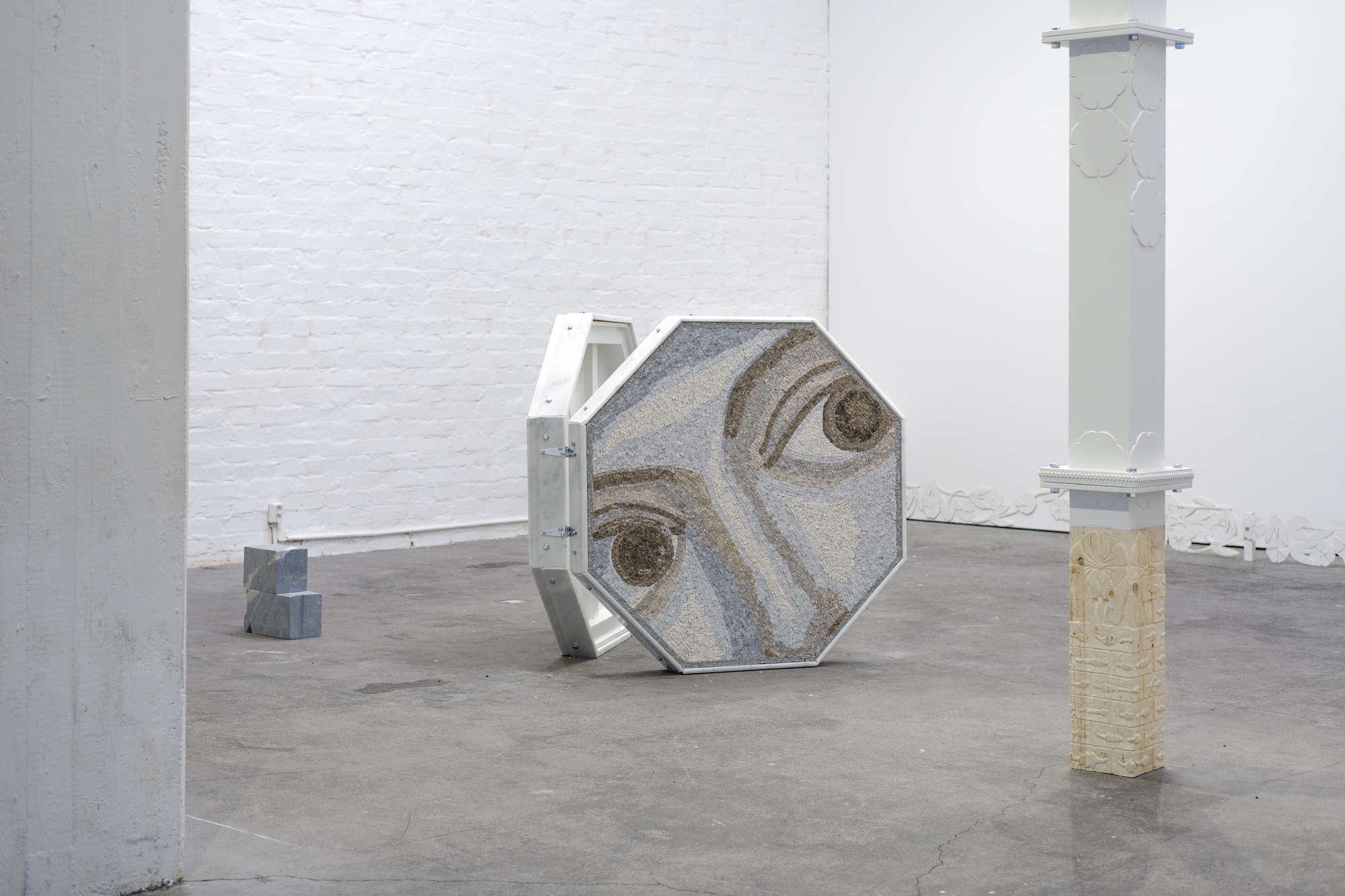 Installation view of solo exhibition ACORN HUNT, Riikka Anttonen, Forum box gallery, January 2024, Photo: Santeri Kuisma