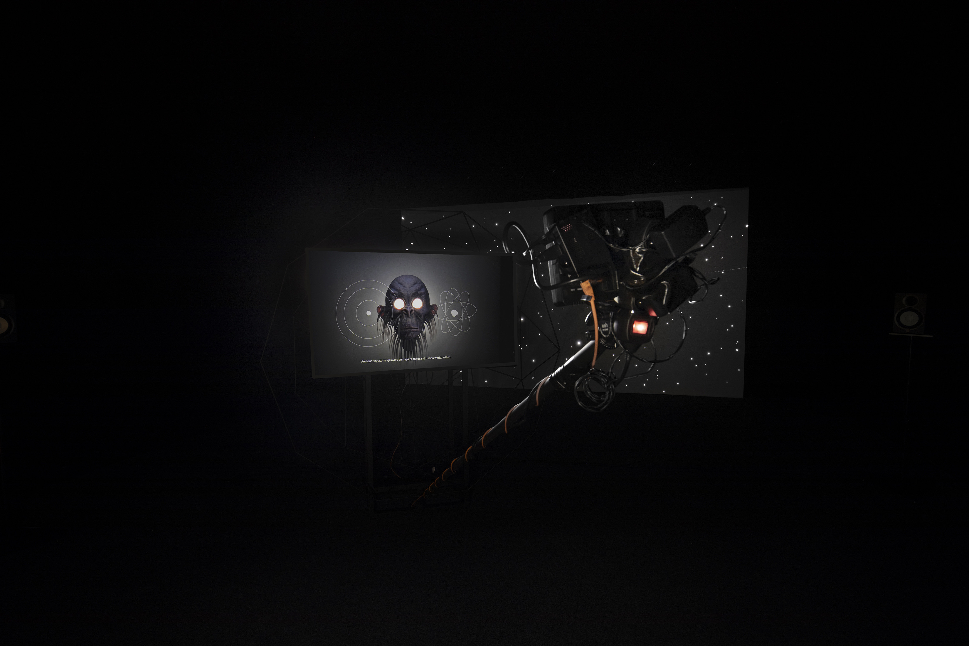 András Cséfalvay,  Cosmogony 1: self-similarity of models,  2-channel video installation, 2023, by Leontina Berkova