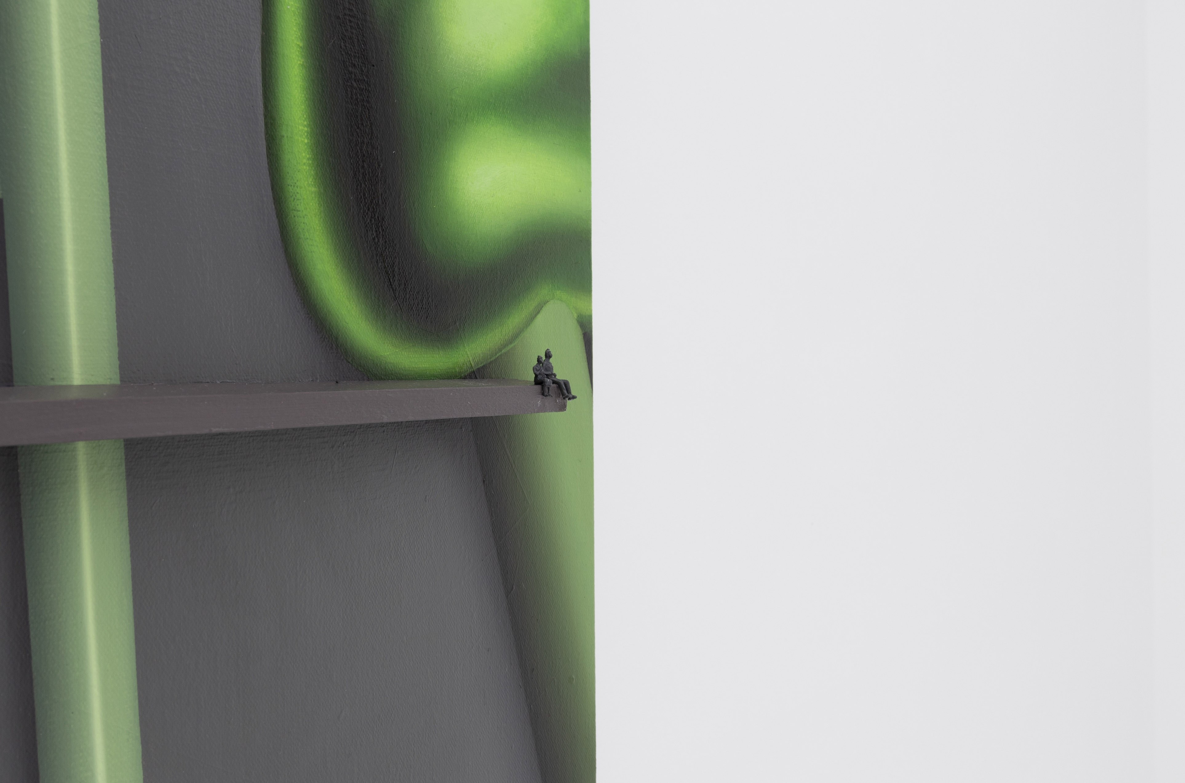 Seungwoo Kang, 2Q027-001, 125x172x6.5cm, Oil, acrylic on canvas, wood, hot wheels, diorama human figure, 2024