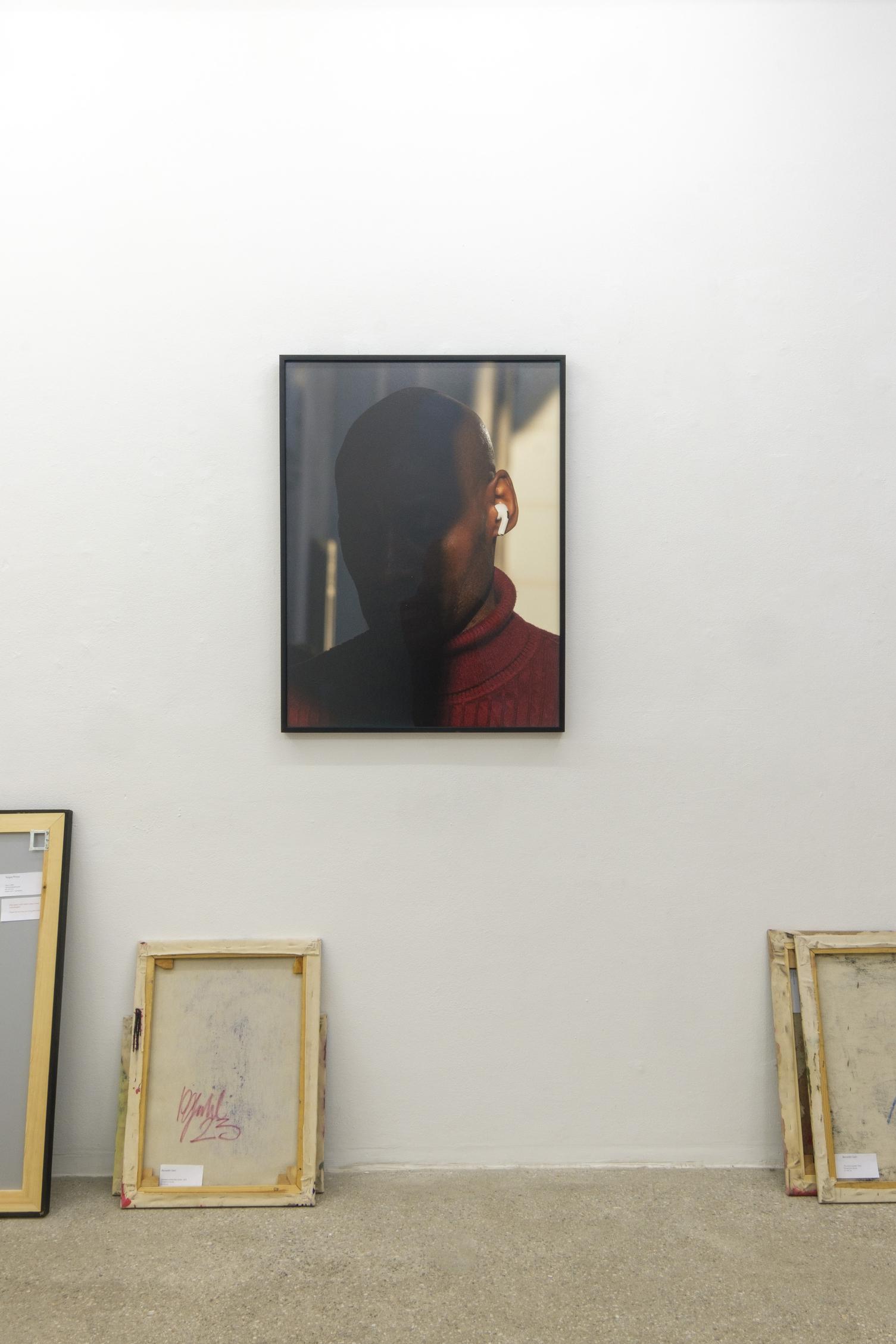 Installation view, "Self Service", with work by Yorgos Prinos, "Man in Shadow," 2022, Archival pigment print, 90x67.5 cm, Edition of 5 + 2 AP (#1/5)