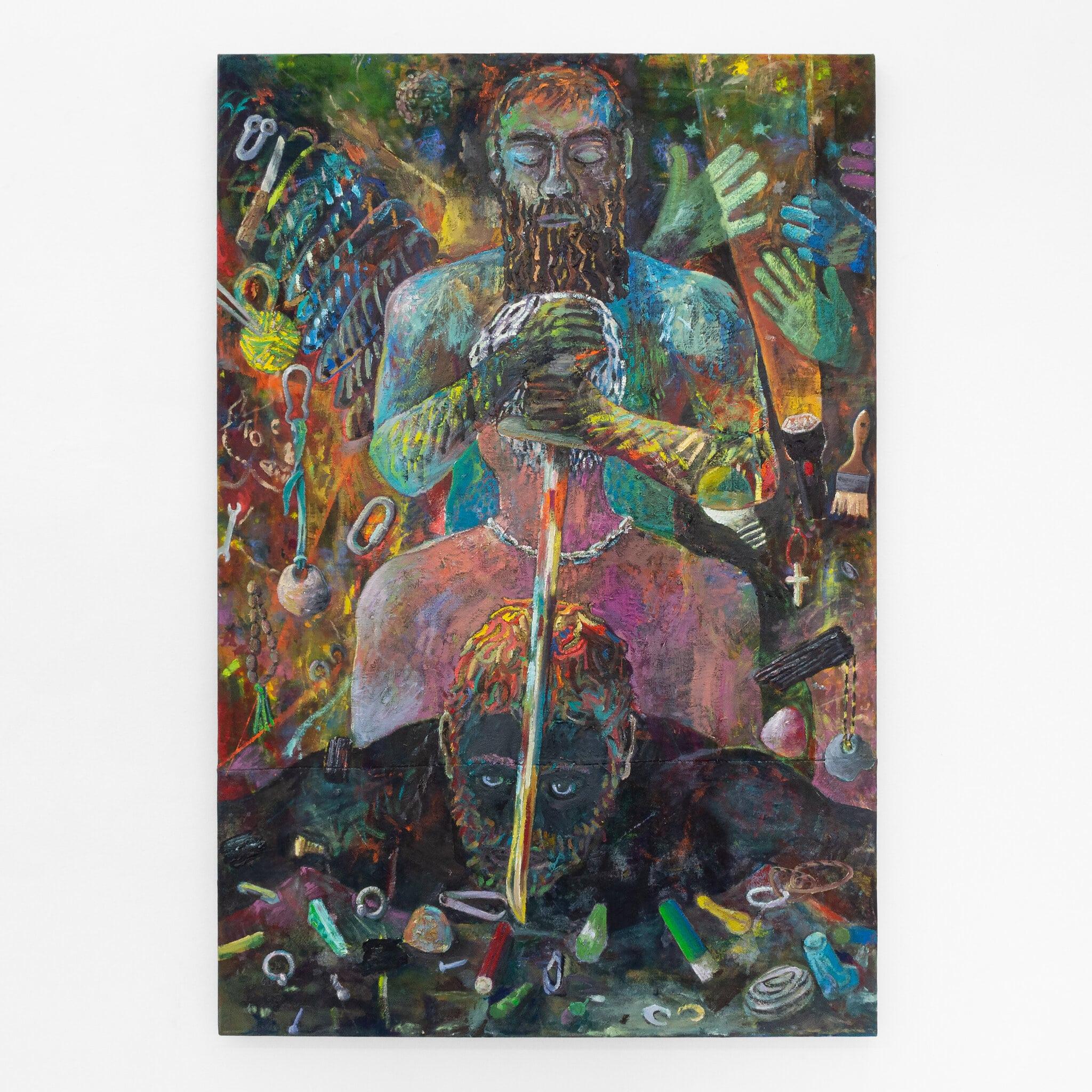 Guy Allott, Untitled (The Sword), 2023 Â· Oil on canvas Â· 150 Ã— 120 Ã— 3 cm / 59 Ã— 47.2 Ã— 1.2 in Â· Courtesy the artist and Mountains, Berlin Â© Julie Becquart