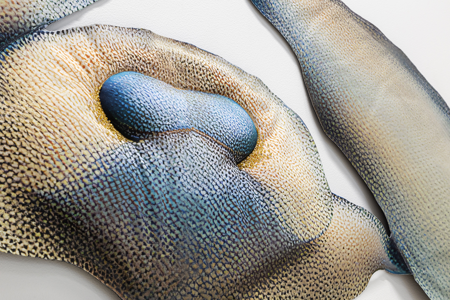 Caroline Delieutraz, Seed 303 (detail), 2024, Digital print on polyester fabric, quilting, beads, 165 x 149 cm