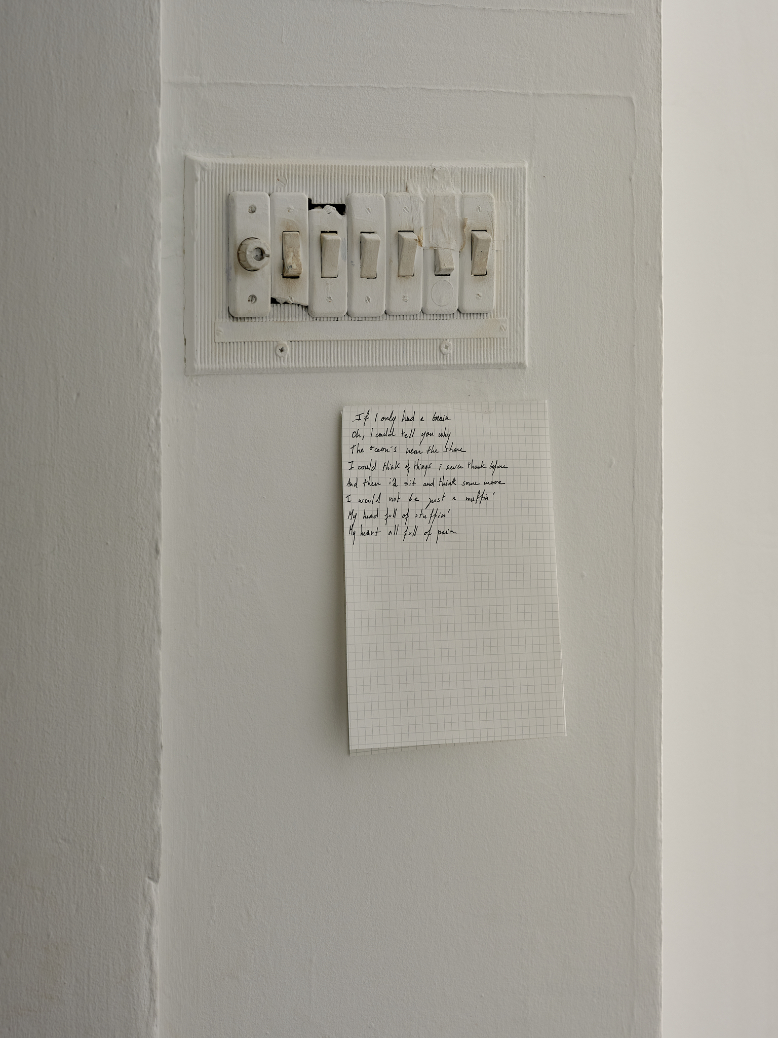 Andréa Spartà, untitled, lyrics of 'if I only had a brain' by Yip Harburg, handwritten by a friend, 2024