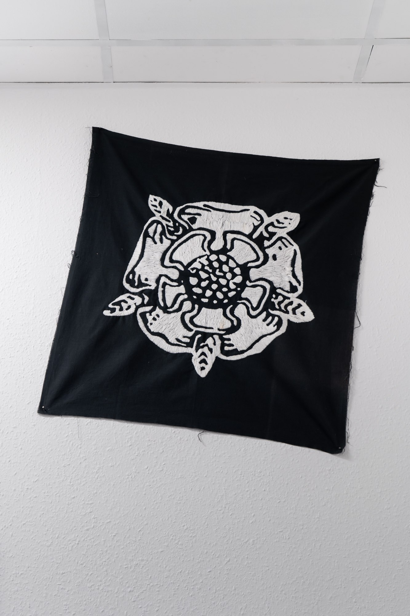 DEATH'S FLAG by Isidora Gilardi in collaboration with Esperanza Rojo / embroidery on cotton / 50 x 50 cm / 2018