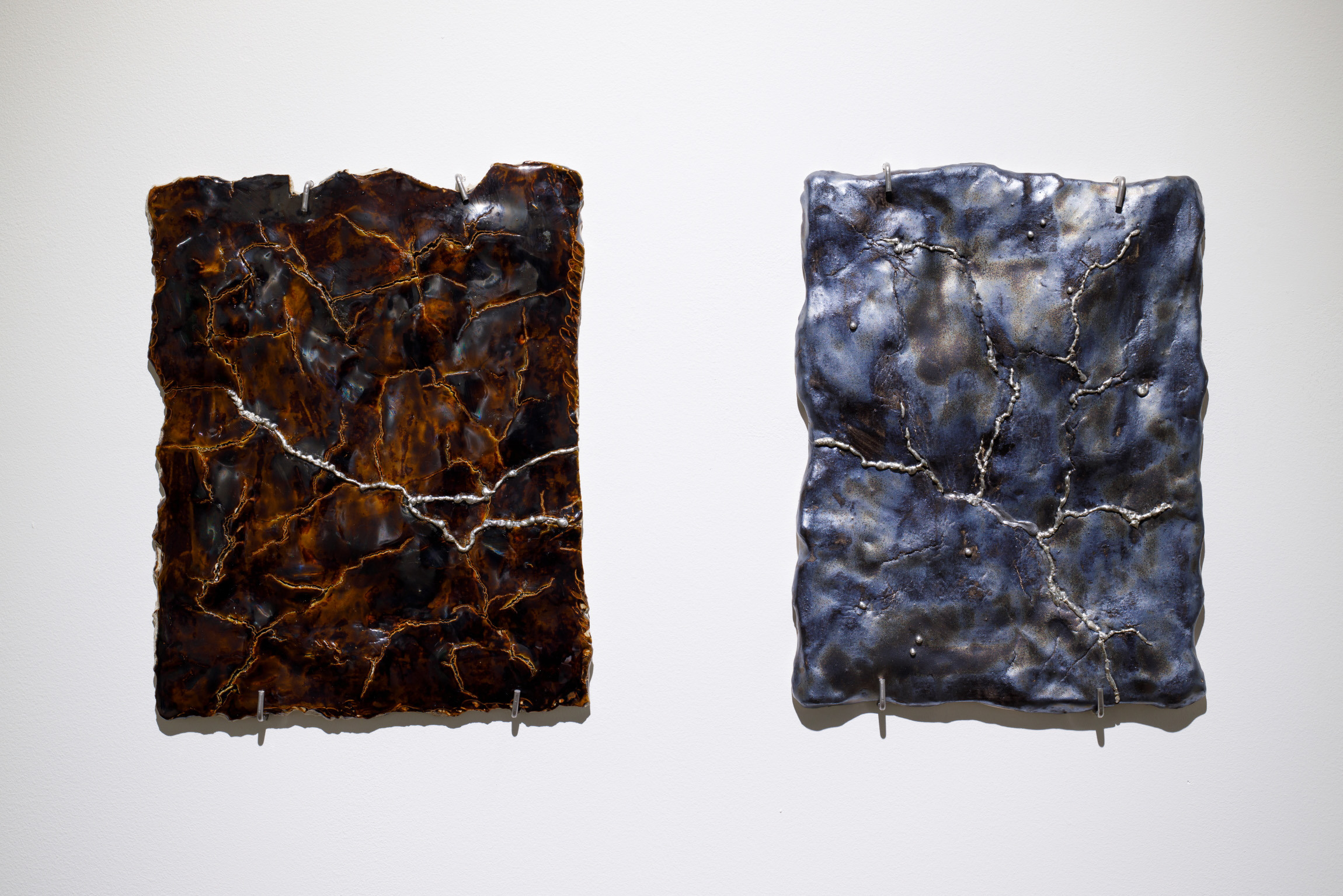 Karlīna Mežecka, Down Memory Lane, 2024; Body Electric, 2023. Ceramics, glaze.