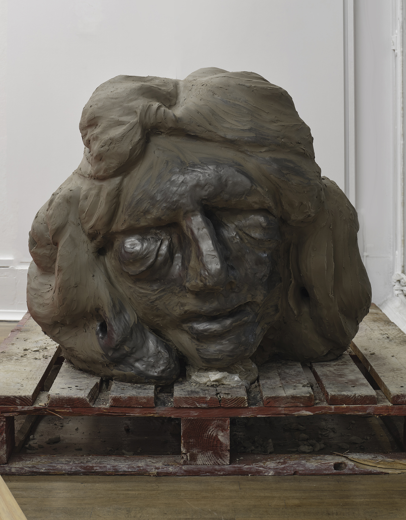 Benjamin Orlow, Ritual City, 2024 Clay, graphite, wood, tarp Dimensions variable