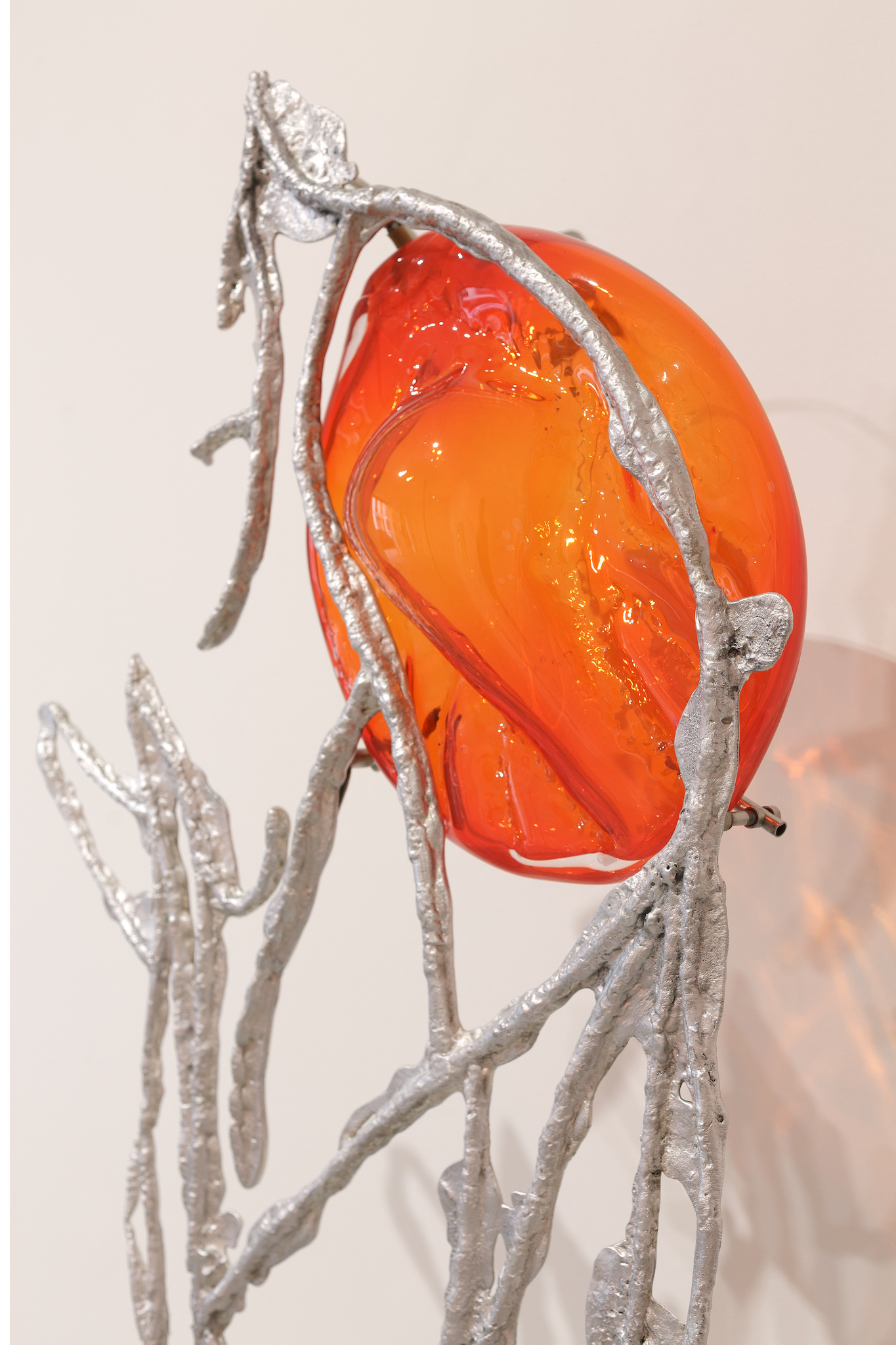 Pakui Hardware, Inflammation, 2024. Casted aluminium, glass, stainless steel, rubber, 150x64x35 cm