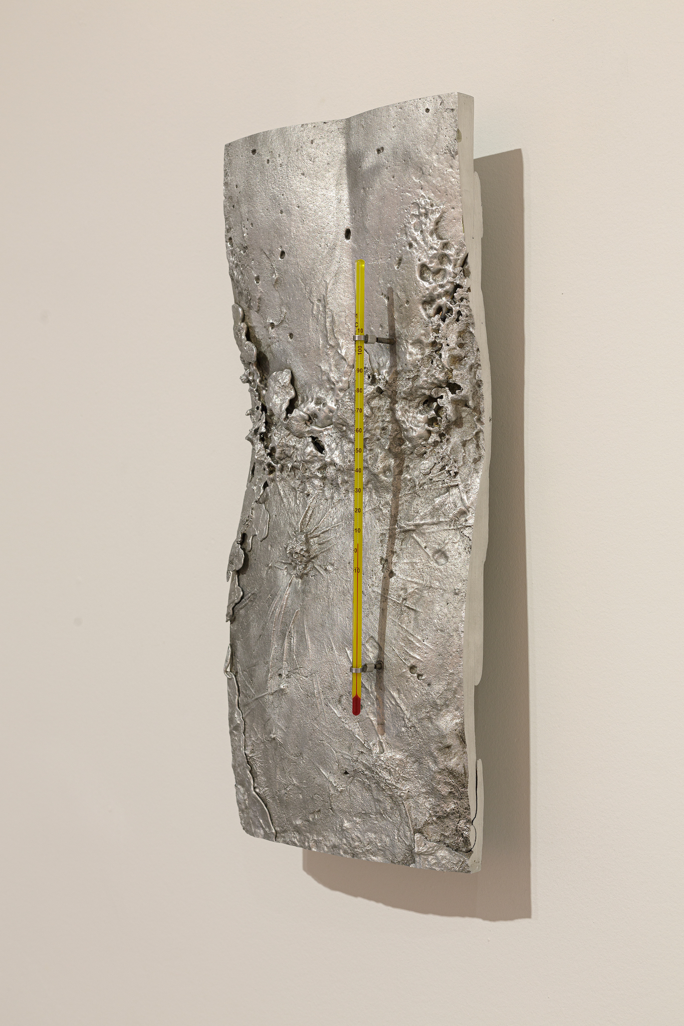 Pakui Hardware, Heat Treated, 2024. Casted aluminium, thermometer, stainless steel, 50x21x10 cm